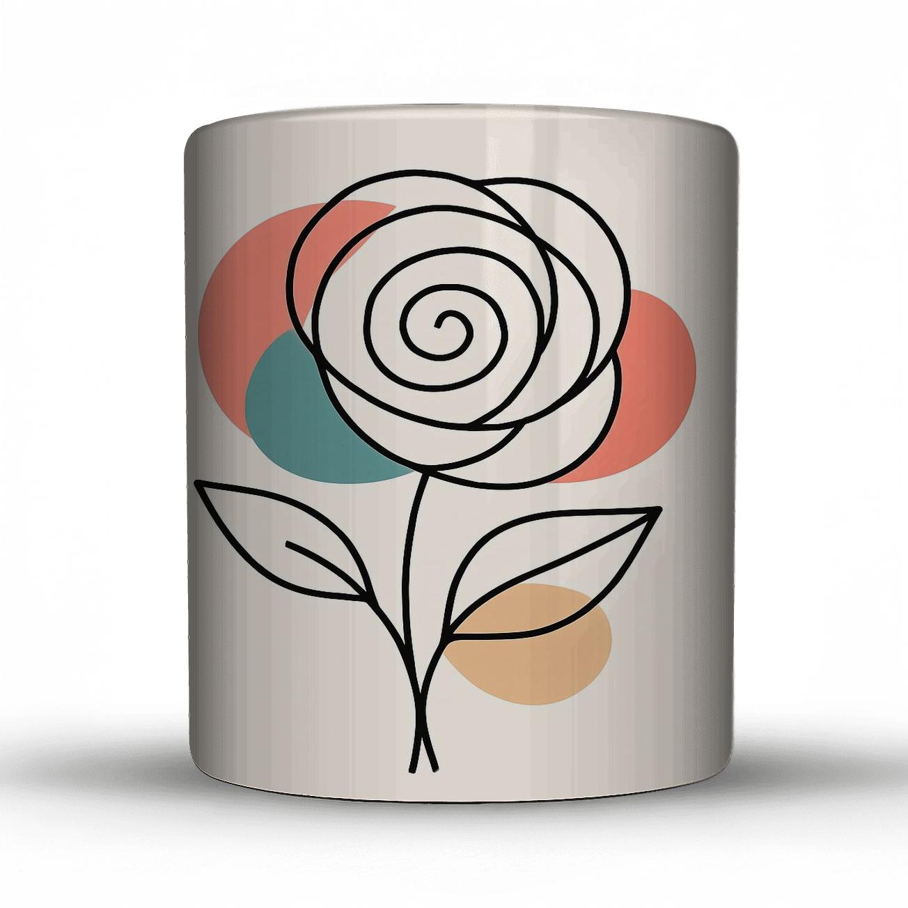 Botanical Spiral Bloom With Coral Teal Color Fields gift mugs for occasions