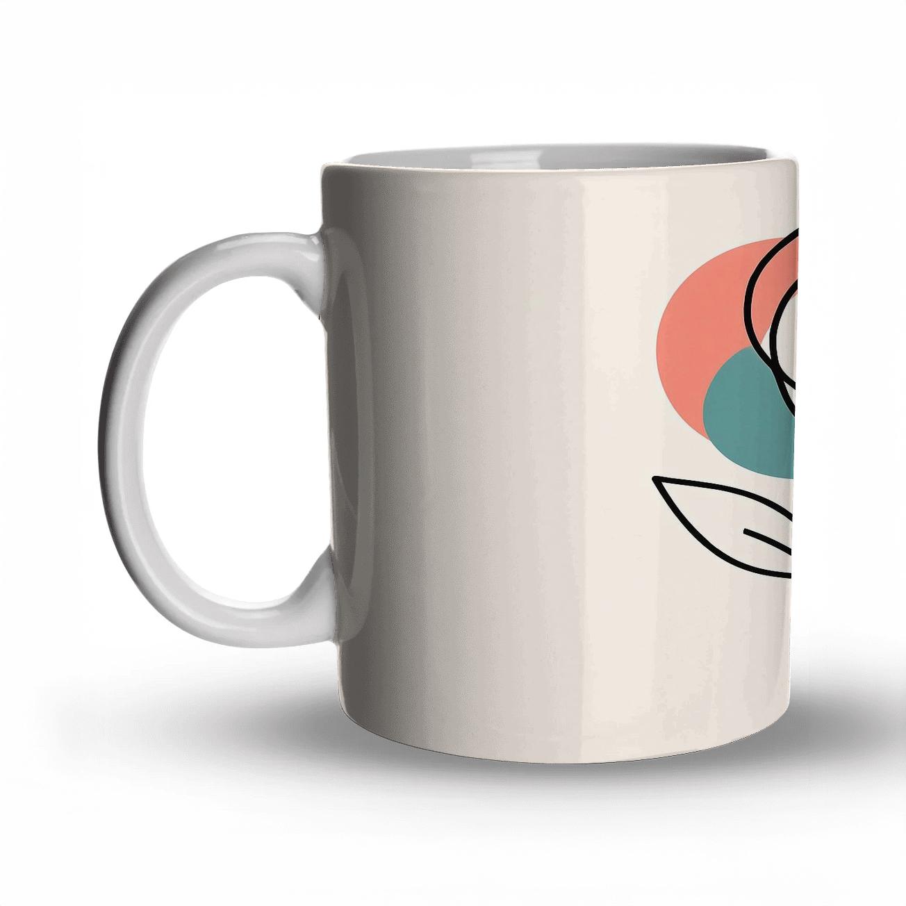 Botanical Spiral Bloom With Coral Teal Color Fields gift mugs for occasions