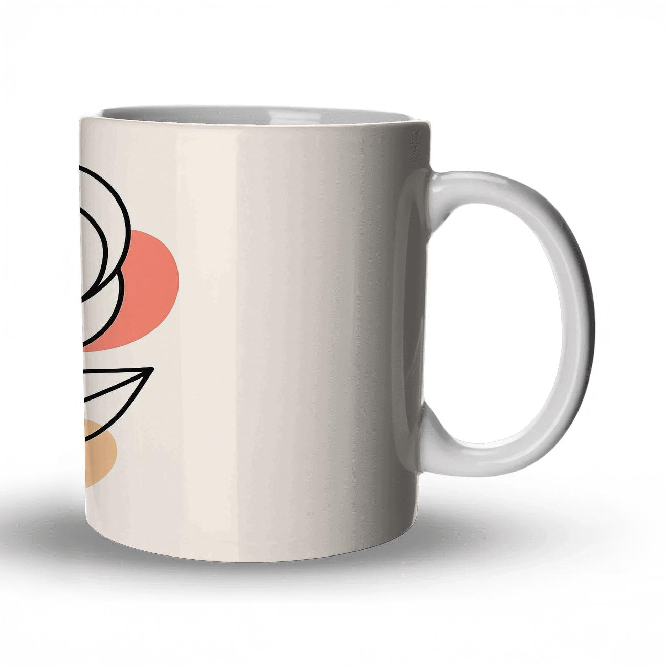 Botanical Spiral Bloom With Coral Teal Color Fields gift mugs for occasions