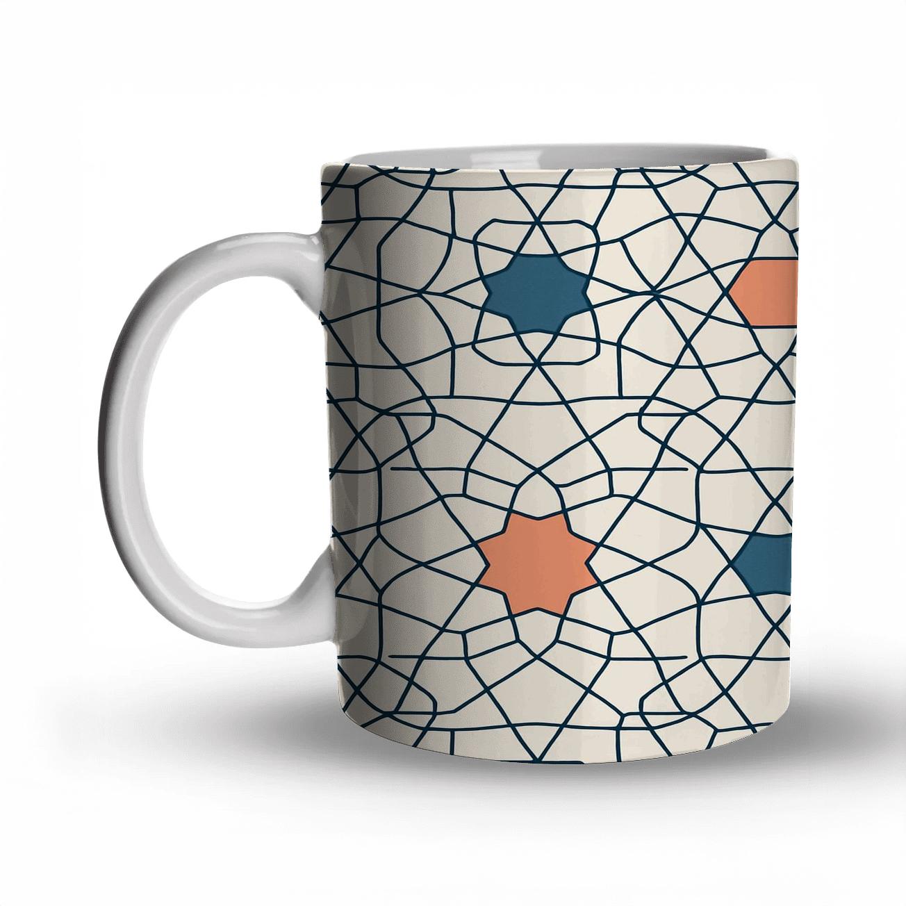 Girih Star Lattice Minimal Ornament decorative mug sets