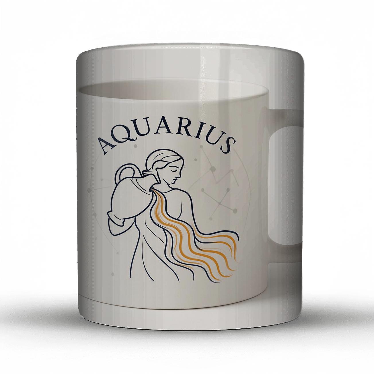 Aquarius Art Nouveau Constellation Flow Mug Line Art travel mugs with handles
