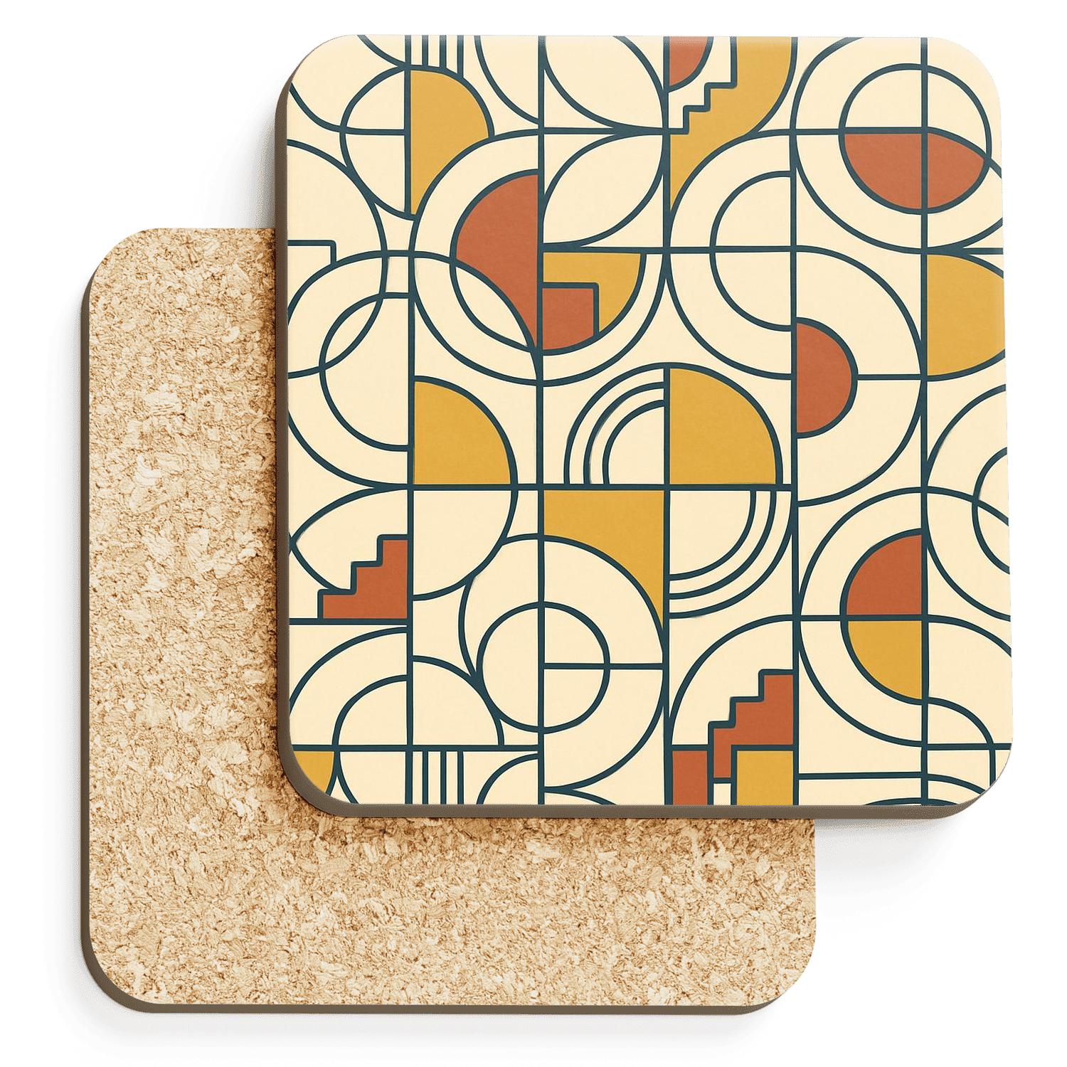Bauhaus Weimar Line Glyphs With Art Deco Accents coasters for home decor