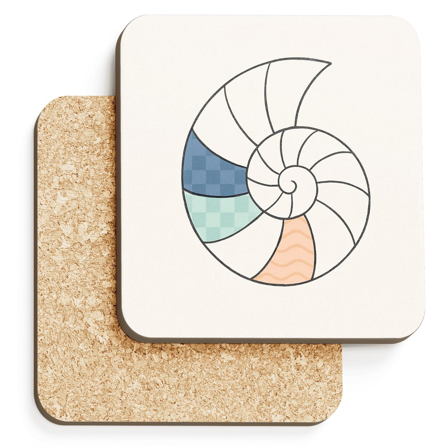 Tidal Geometry Shell wooden table coasters