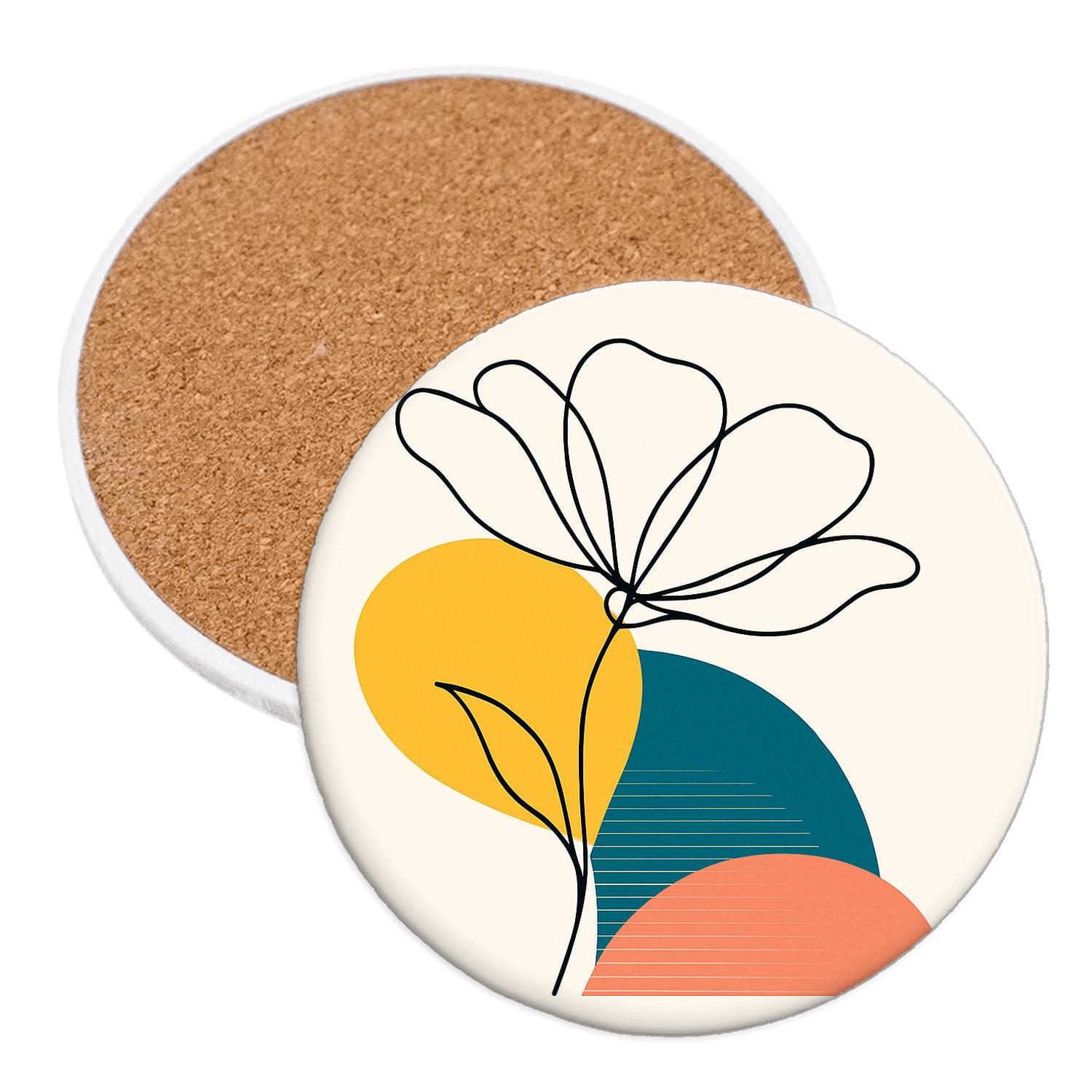 Saffron Bloom Orbit wooden table coasters