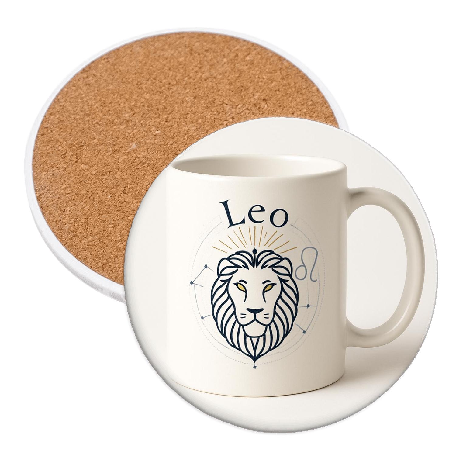 Leo Solar Herald Line Art Mug coasters for home decor