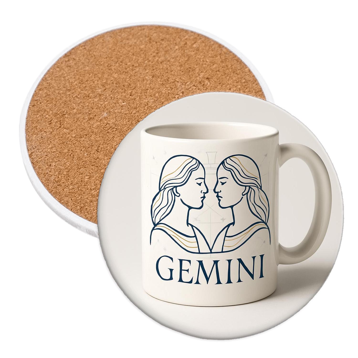 Gemini Twin Orbits Minimal Line Art Mug elegant tabletop coasters