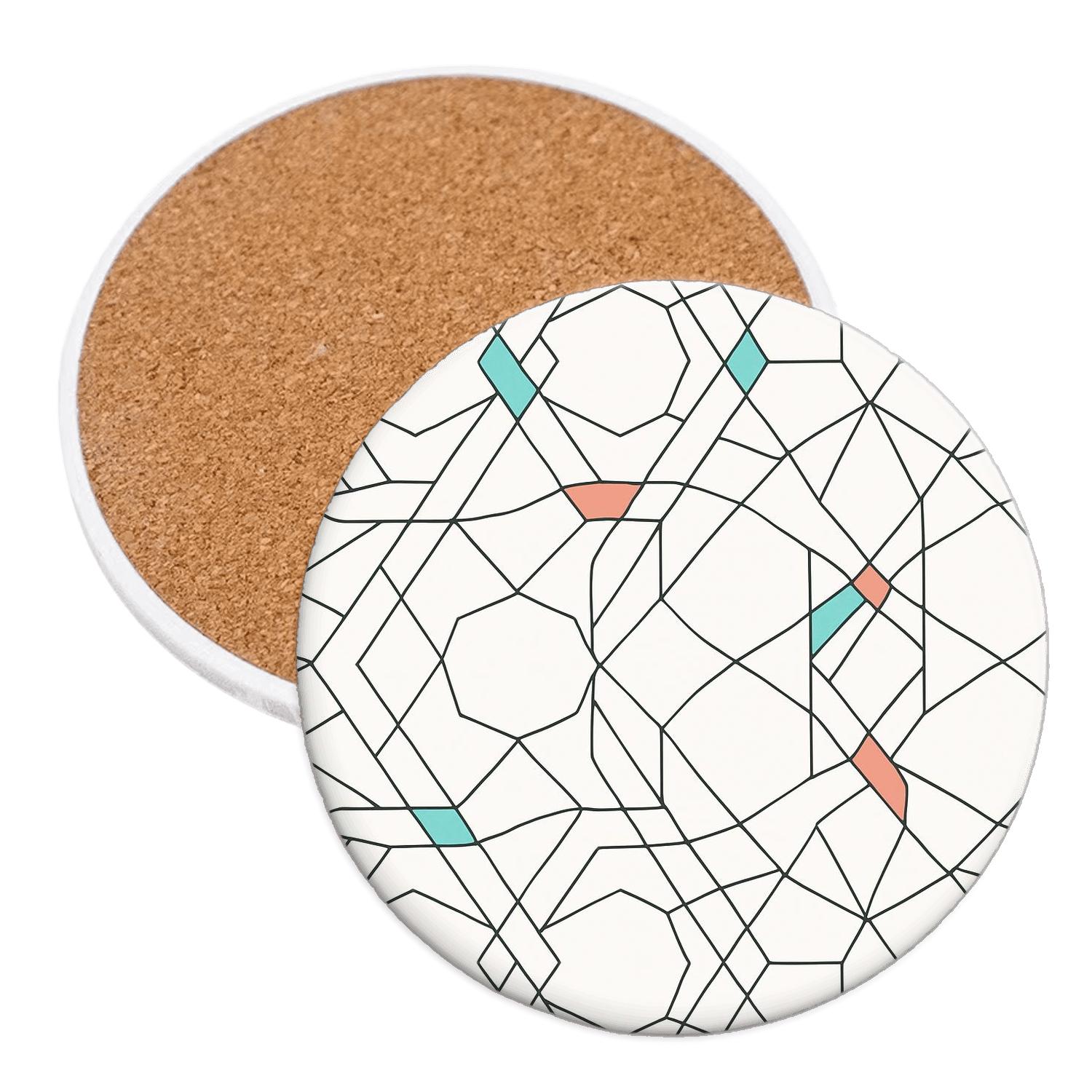 Andalusian Girih Minimal Interlace wooden table coasters