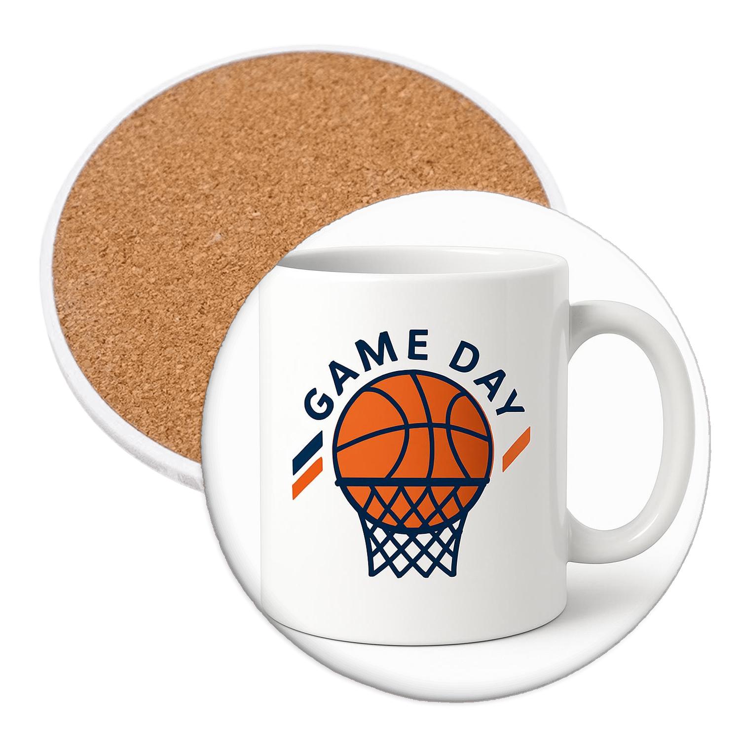 Bauhaus Basketball Game Day Mug Line Art cork coaster sets