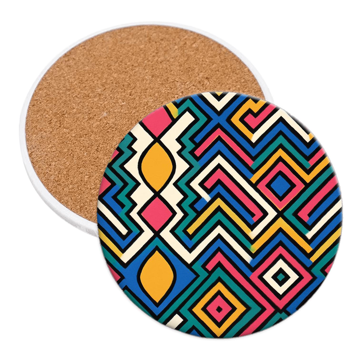 Ultramarine Kente Op Art Weave personalized drink coasters