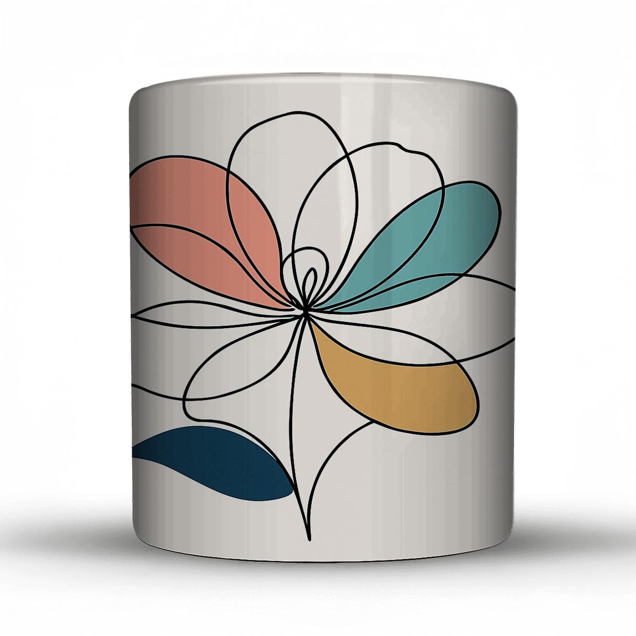 Petal Orbit Line Bloom premium drinkware mugs