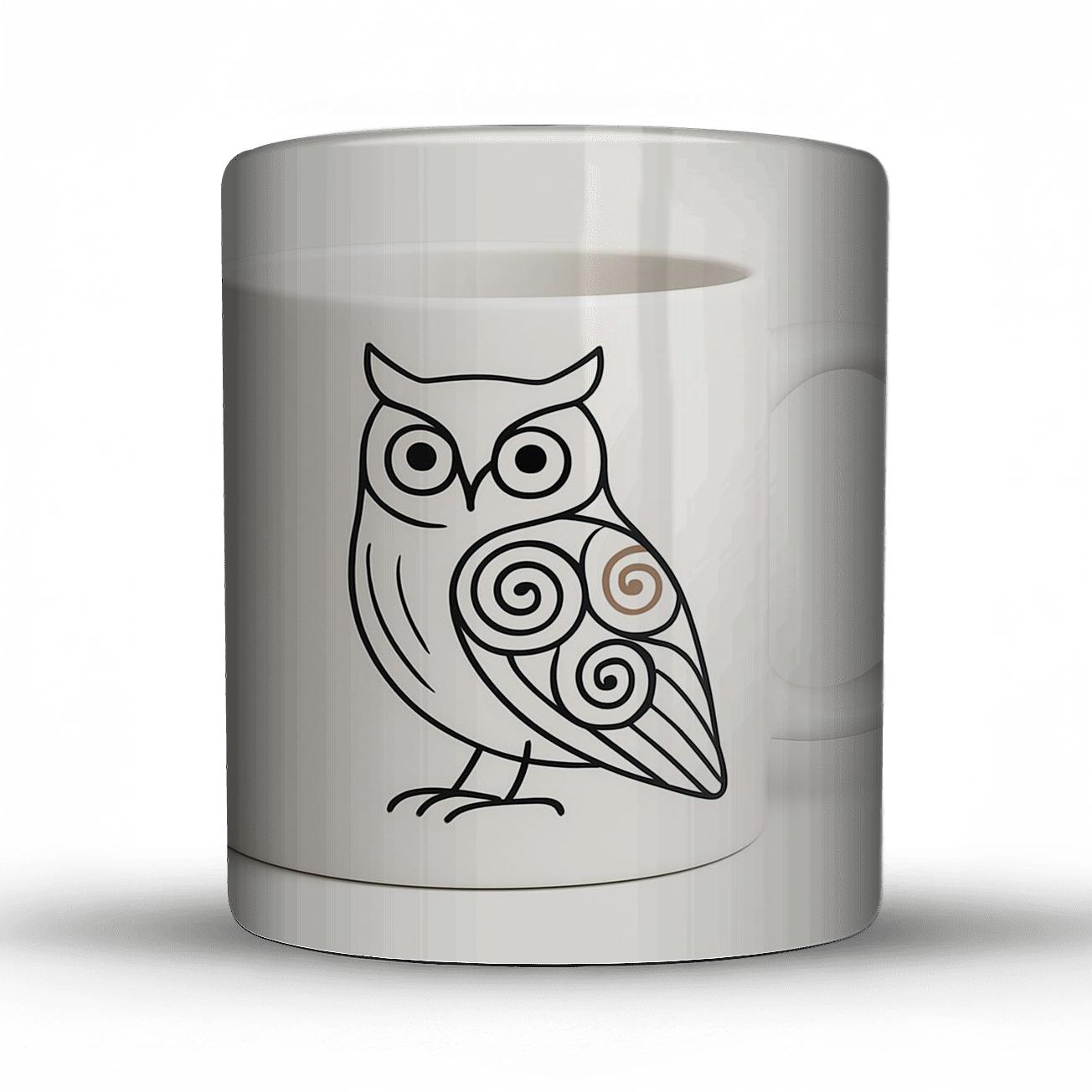 Ainu Spiral Owl Guardian Minimal Line Mug Wrap decorative mug sets