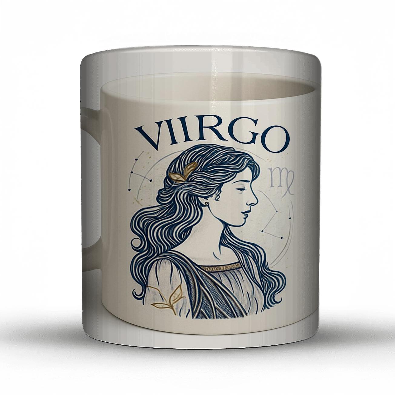 Virgo Maiden Art Nouveau Zodiac Line Art Mug Design premium drinkware mugs