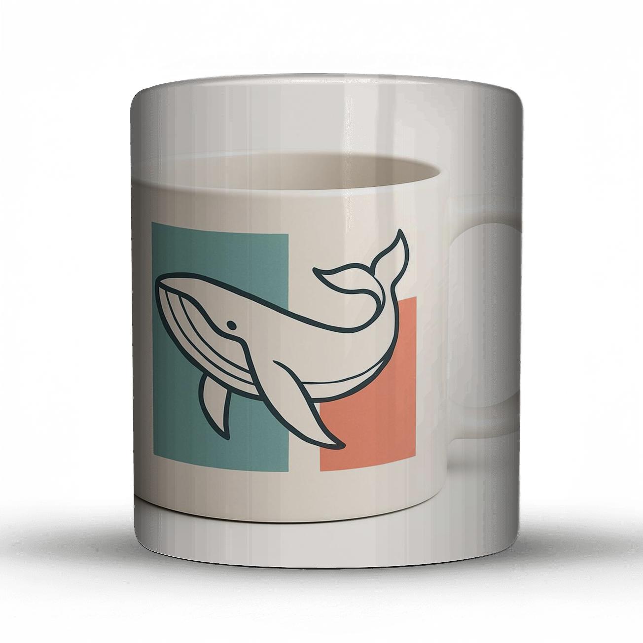 Bauhaus Reef Whale Minimal Geometry Line Mug Wrap premium drinkware mugs