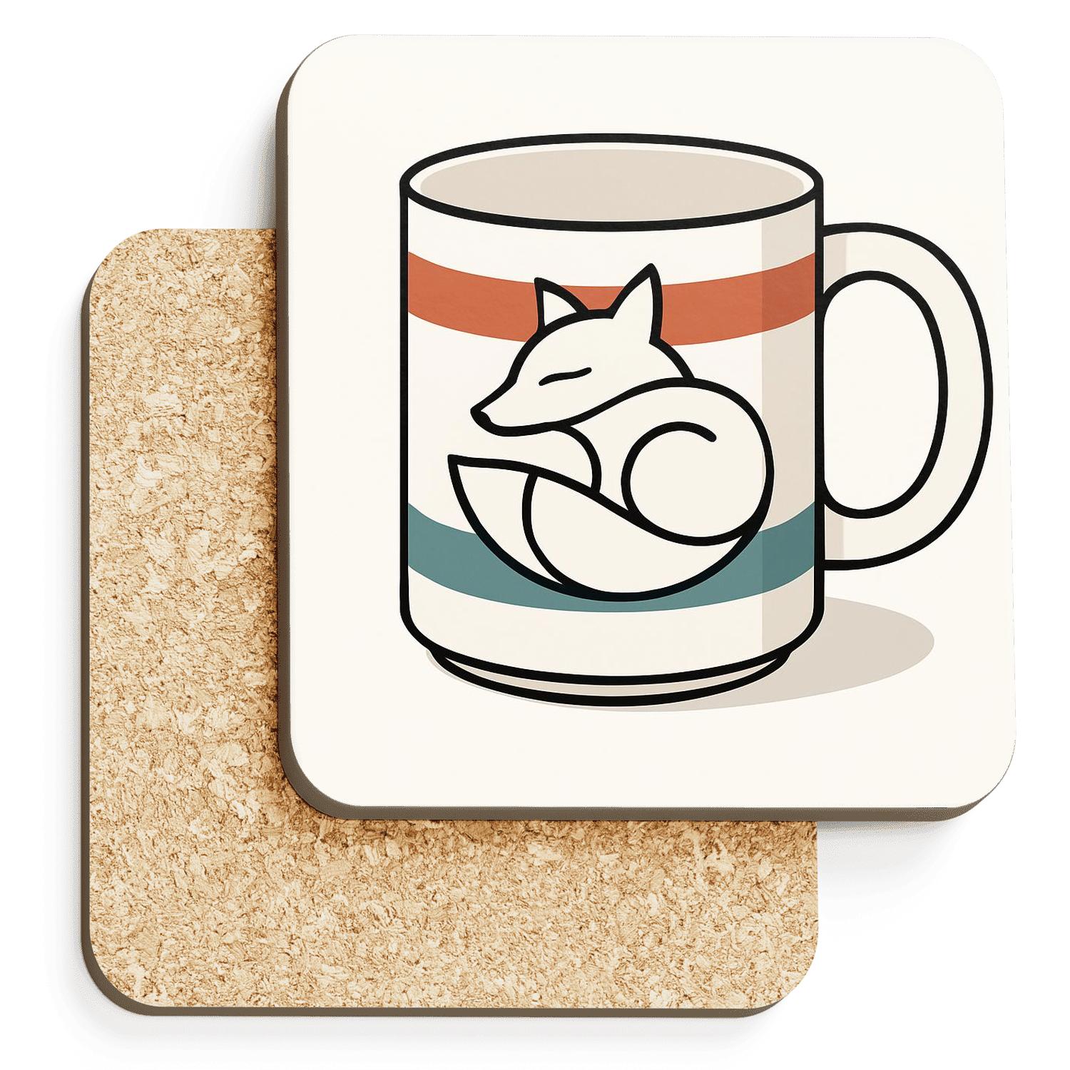 Bauhaus Fox Spiral Mug Line Art custom engraved coasters