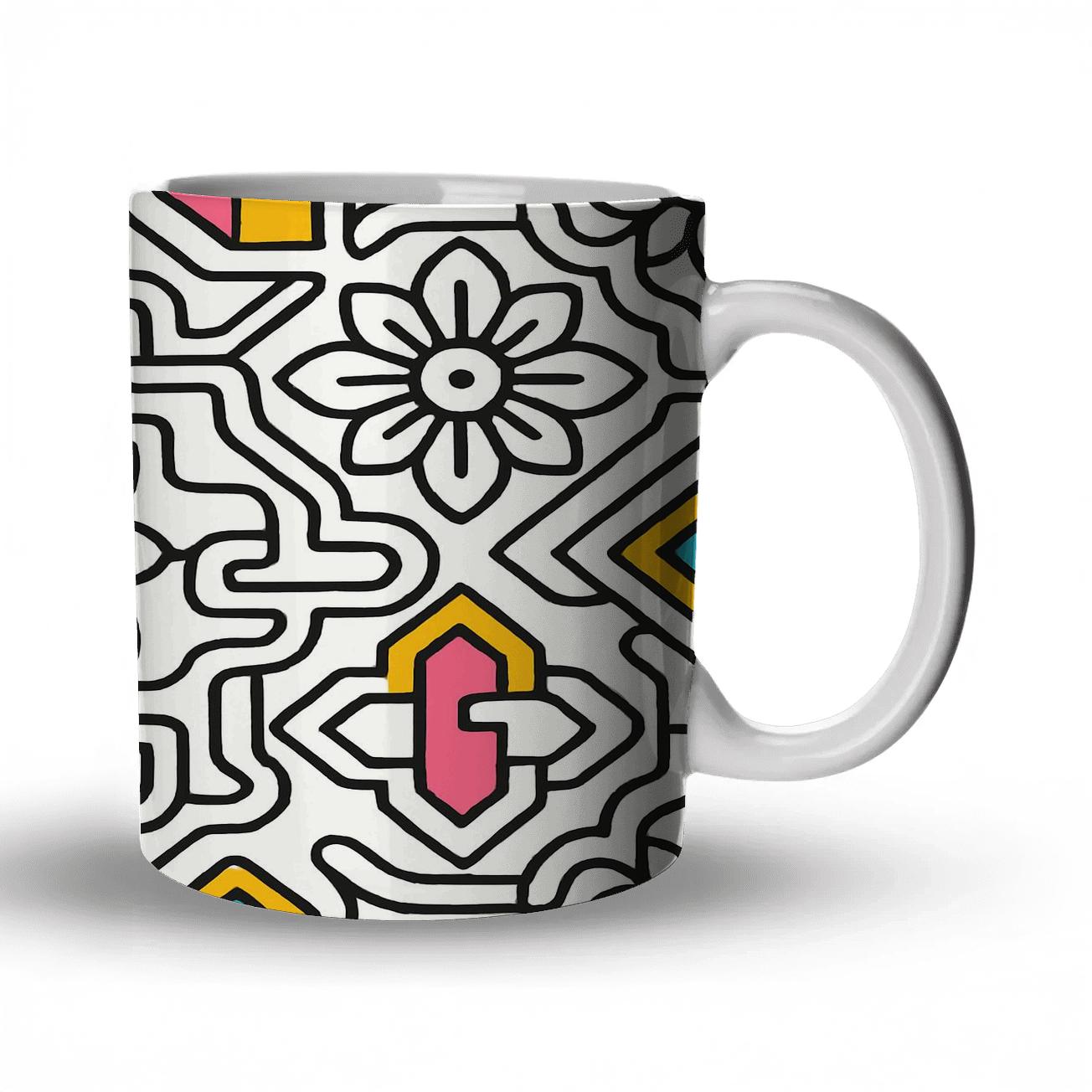 Memphis Rangoli Circuit Bloom custom printed mugs