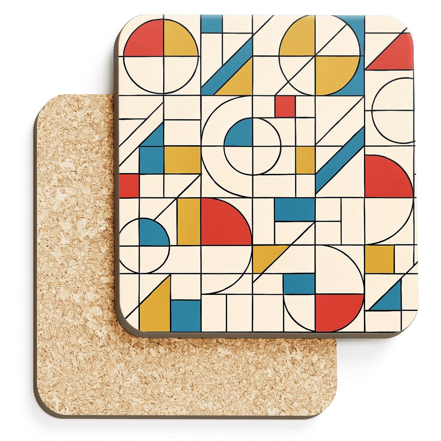 Bauhaus Constructivist Grid Fugue wooden table coasters