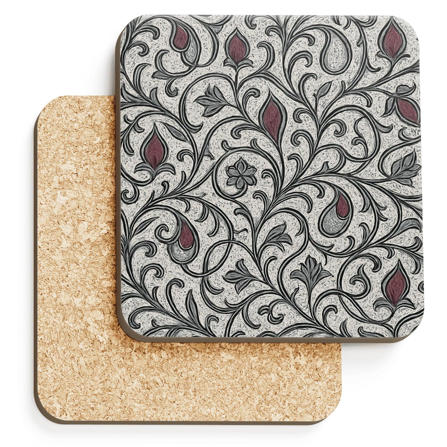 Mughal Bidri Meteor Vine Jali wooden table coasters