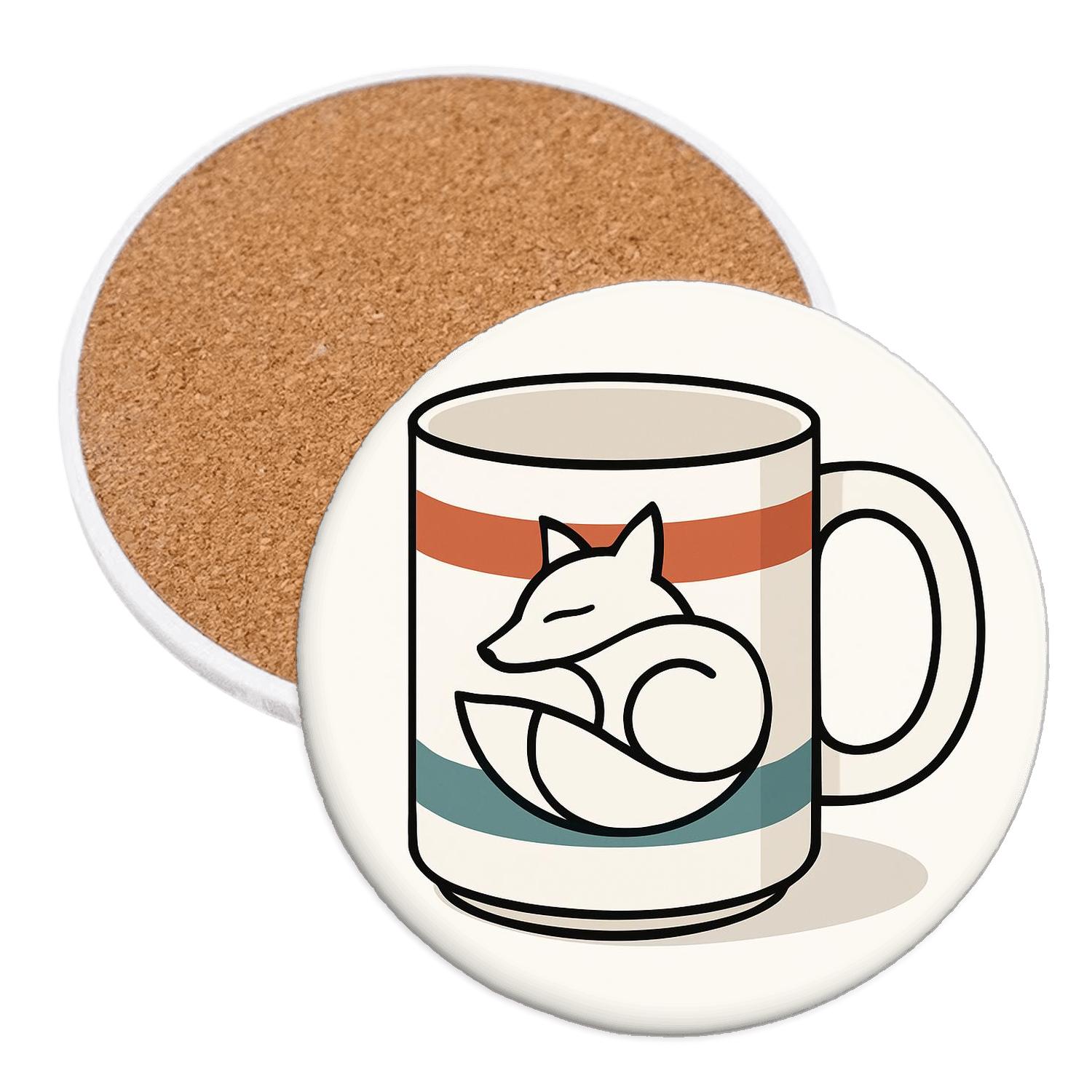 Bauhaus Fox Spiral Mug Line Art custom engraved coasters