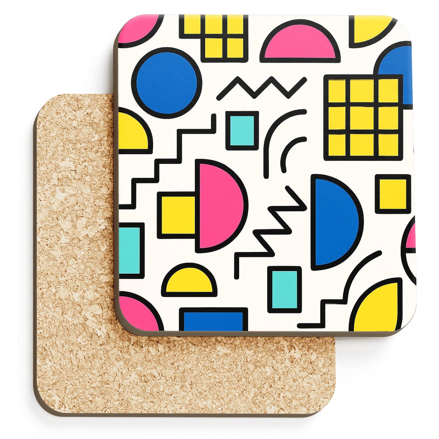 Memphis Bauhaus Supernova Linework elegant tabletop coasters