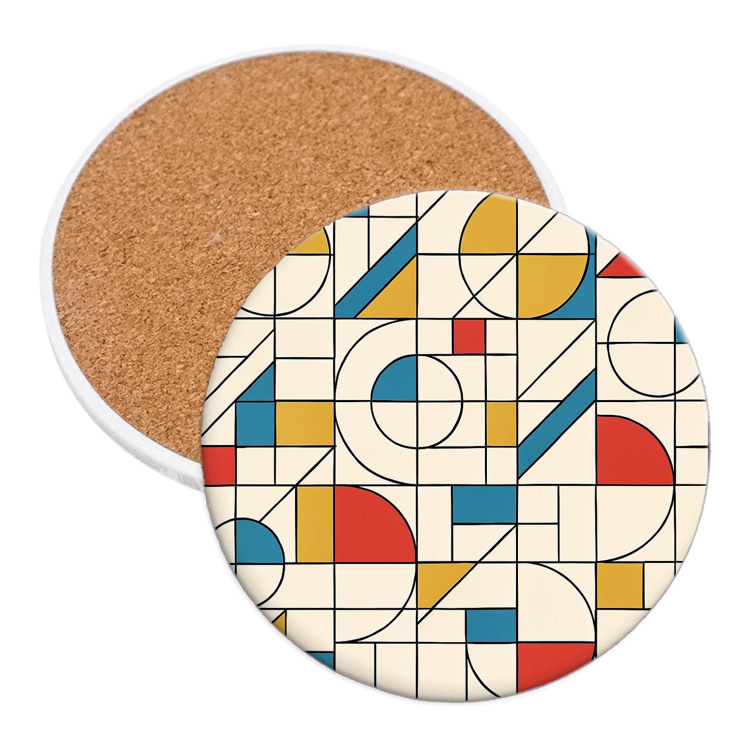 Bauhaus Constructivist Grid Fugue wooden table coasters