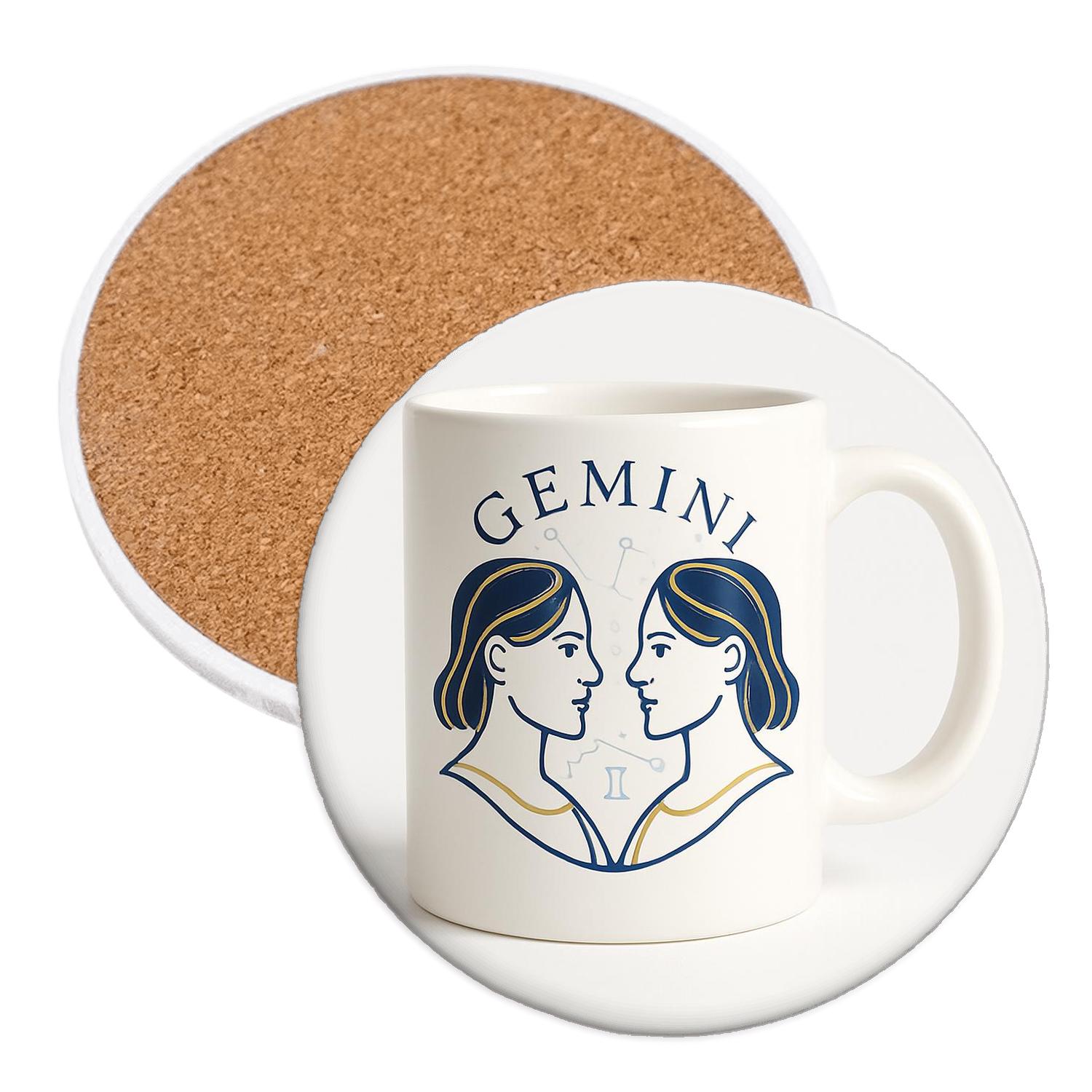 Gemini Twins Astral Mirror Emblem elegant tabletop coasters