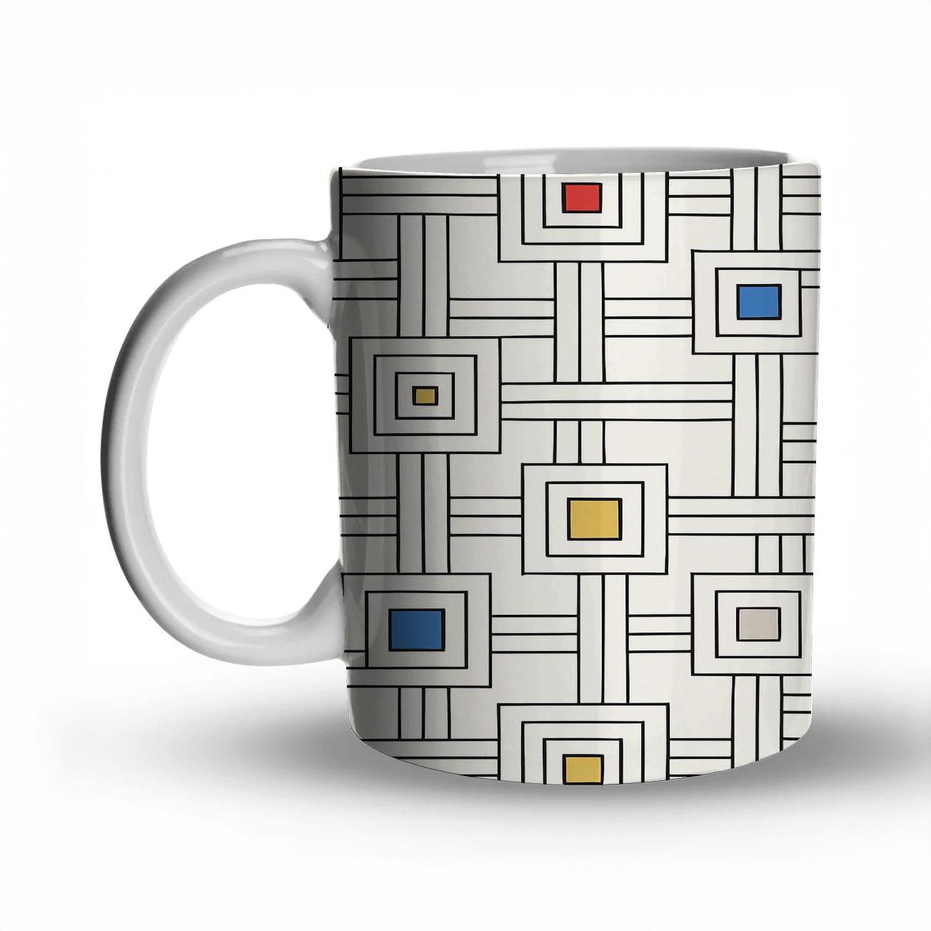 Bauhaus Weave Grid Resonance travel mugs with handles
