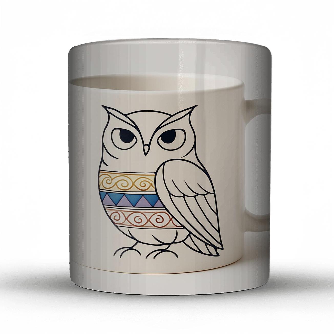 Art Nouveau Owl Filigree Mug Line Art personalized mugs