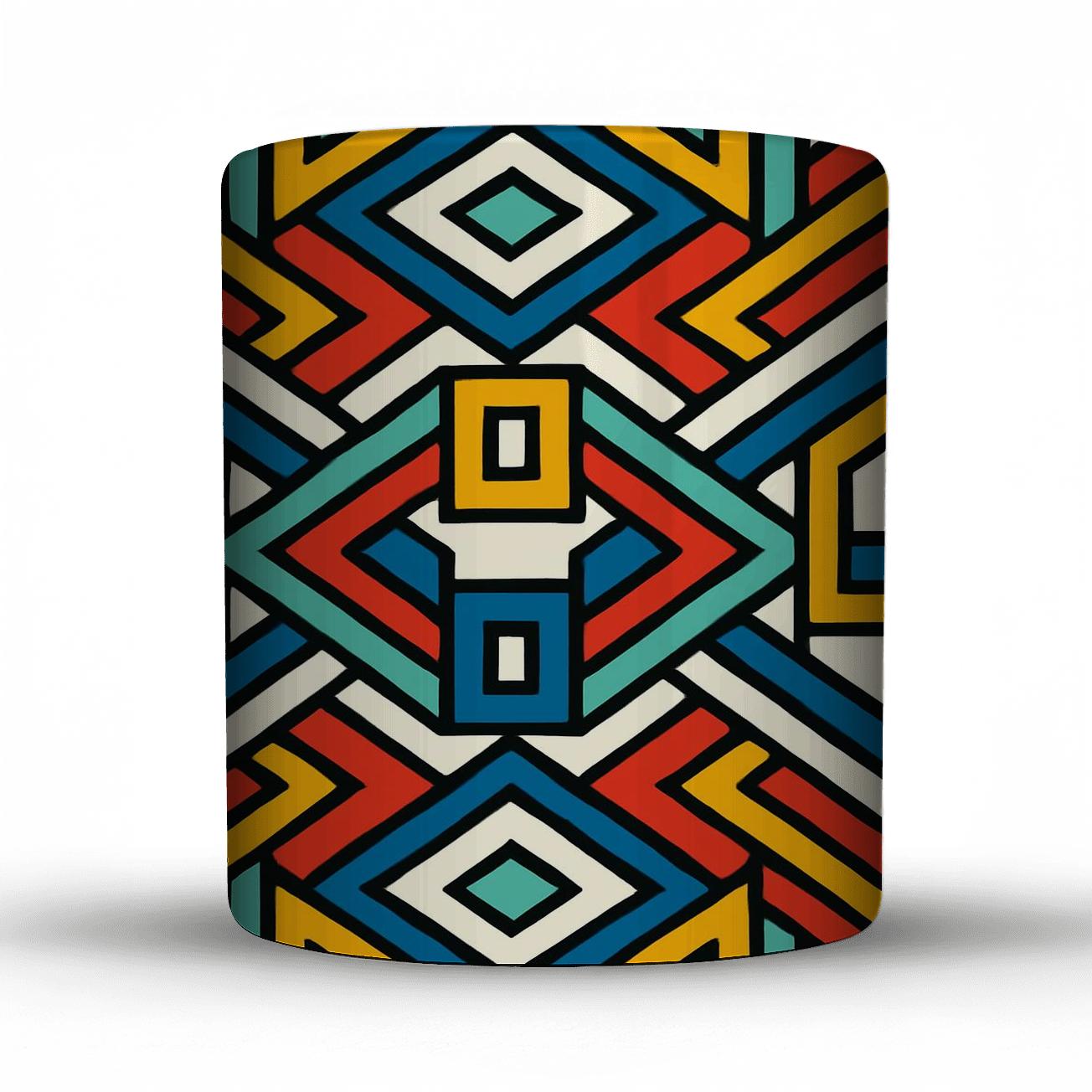 Ndebele Bauhaus Chromatic Weave Lines custom printed mugs