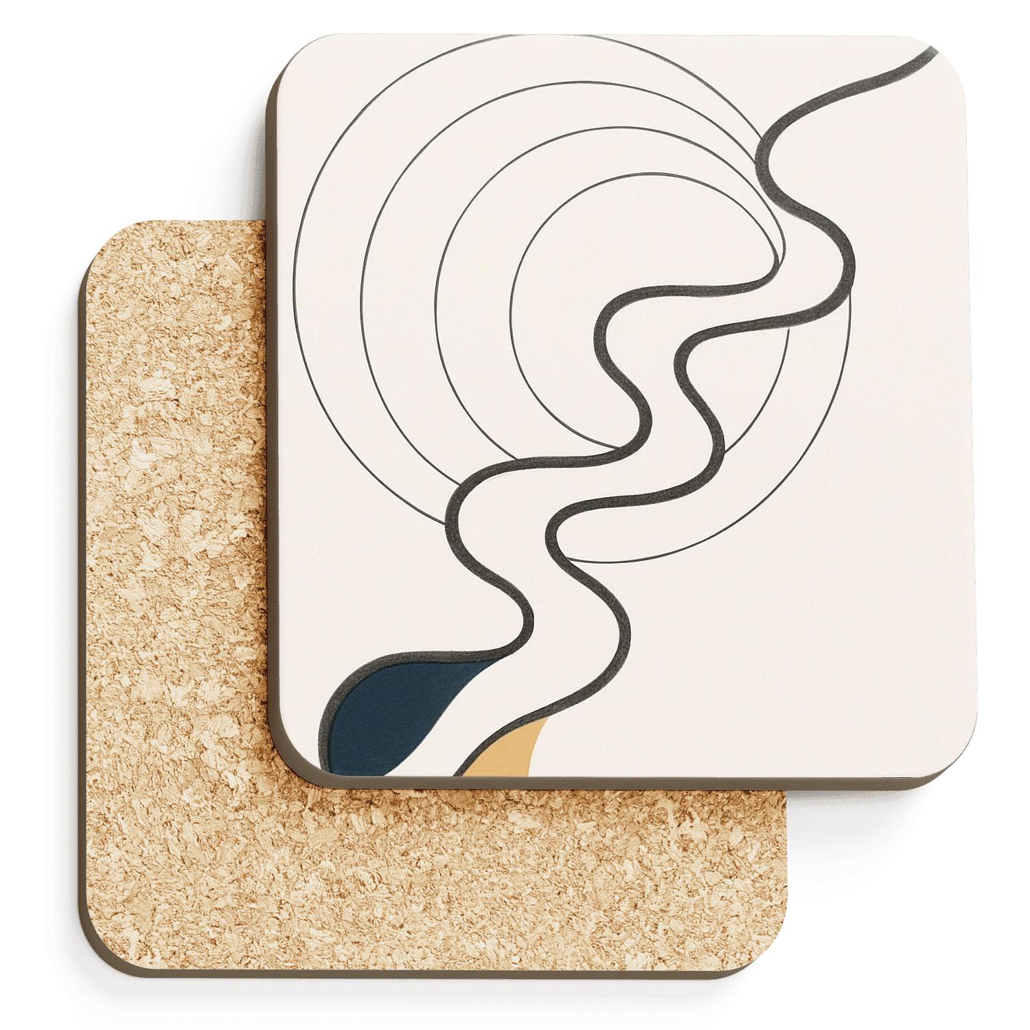 Orbiting River Geometry elegant tabletop coasters