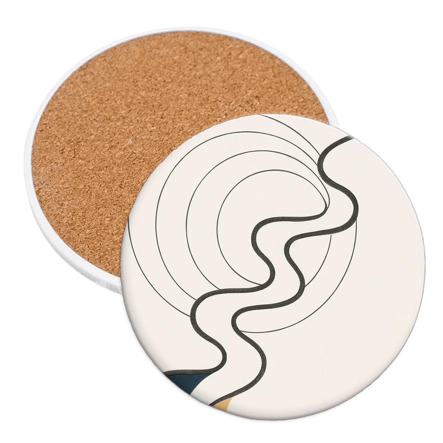 Orbiting River Geometry decorative beverage coasters