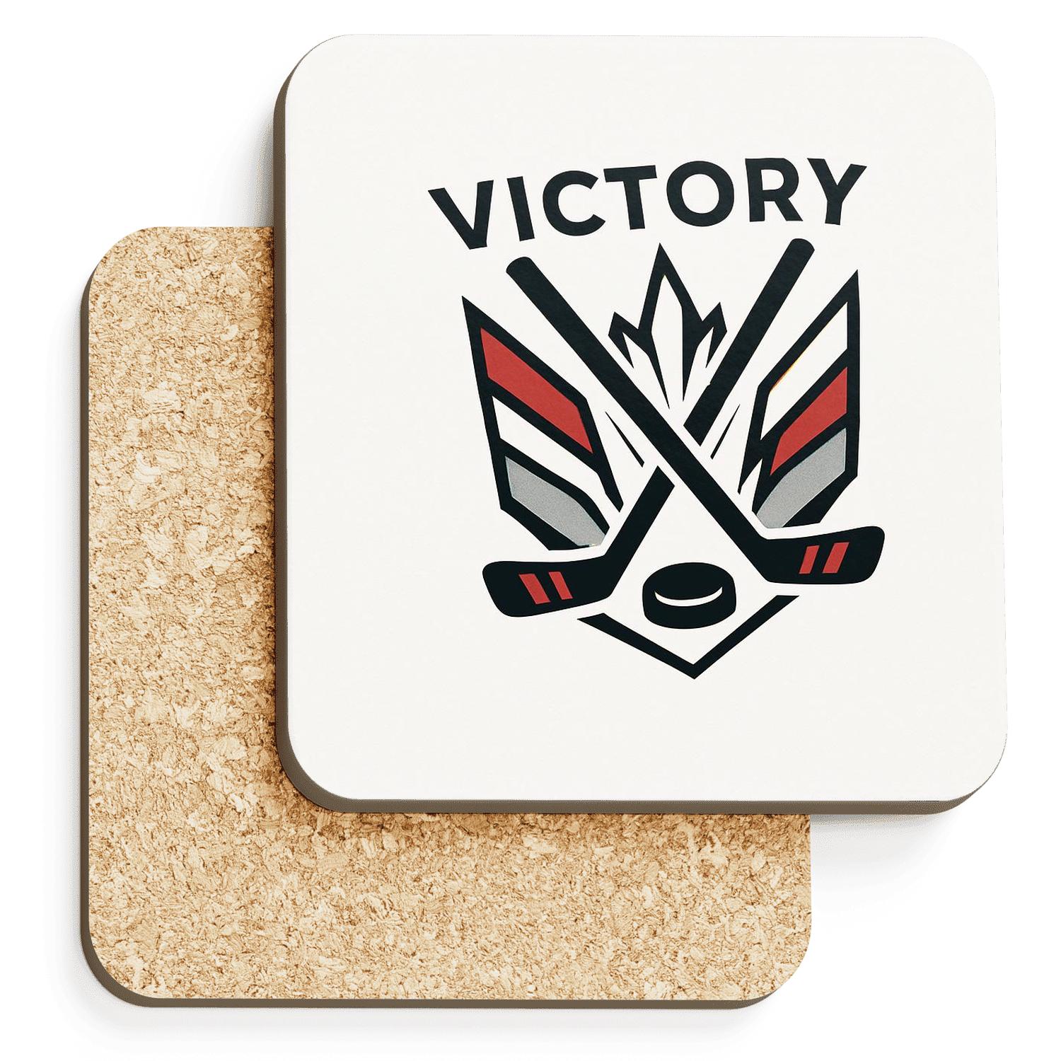 Hockey Crossed Sticks Victory Crest custom engraved coasters