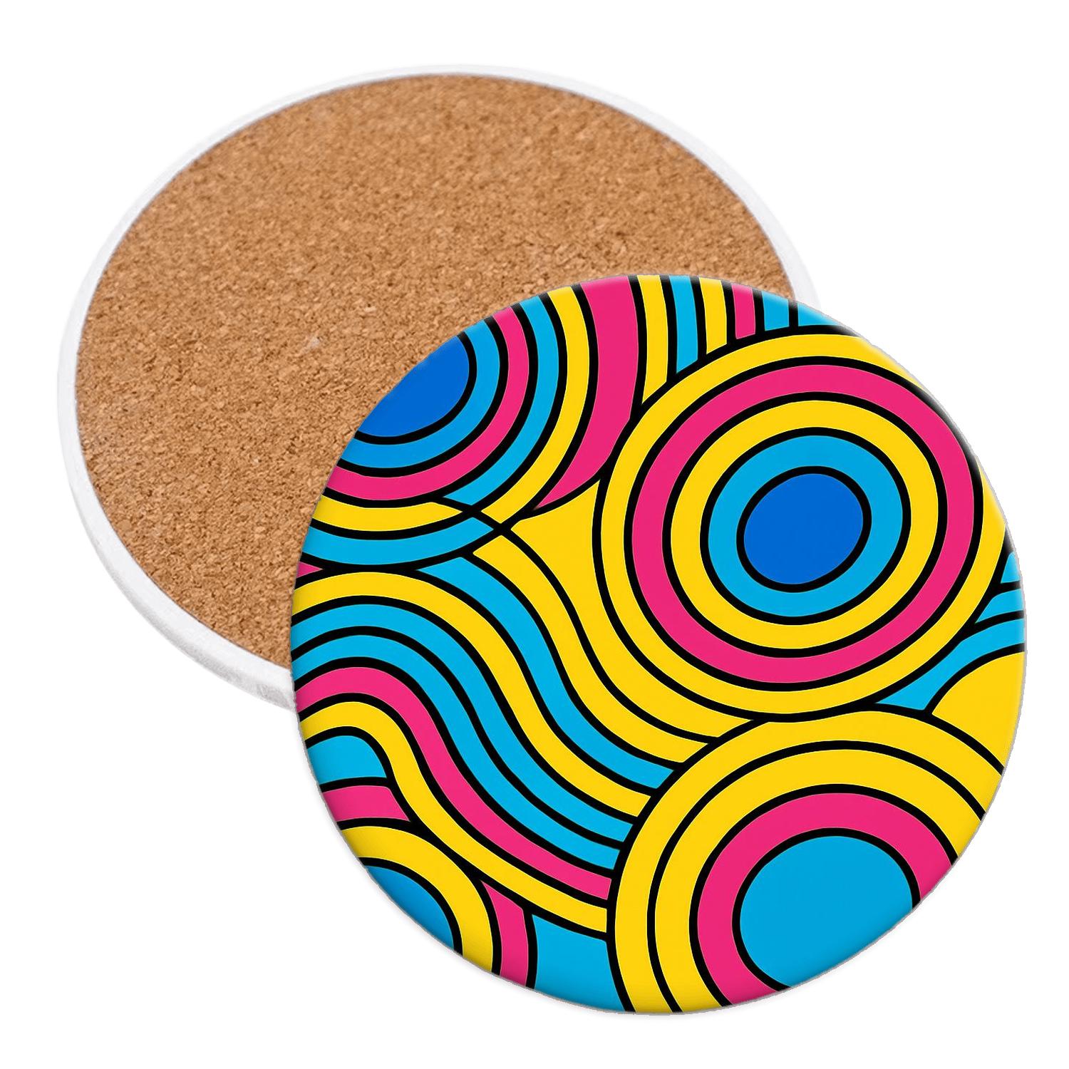 Concretist Op Orbit Lines absorbent drink coasters
