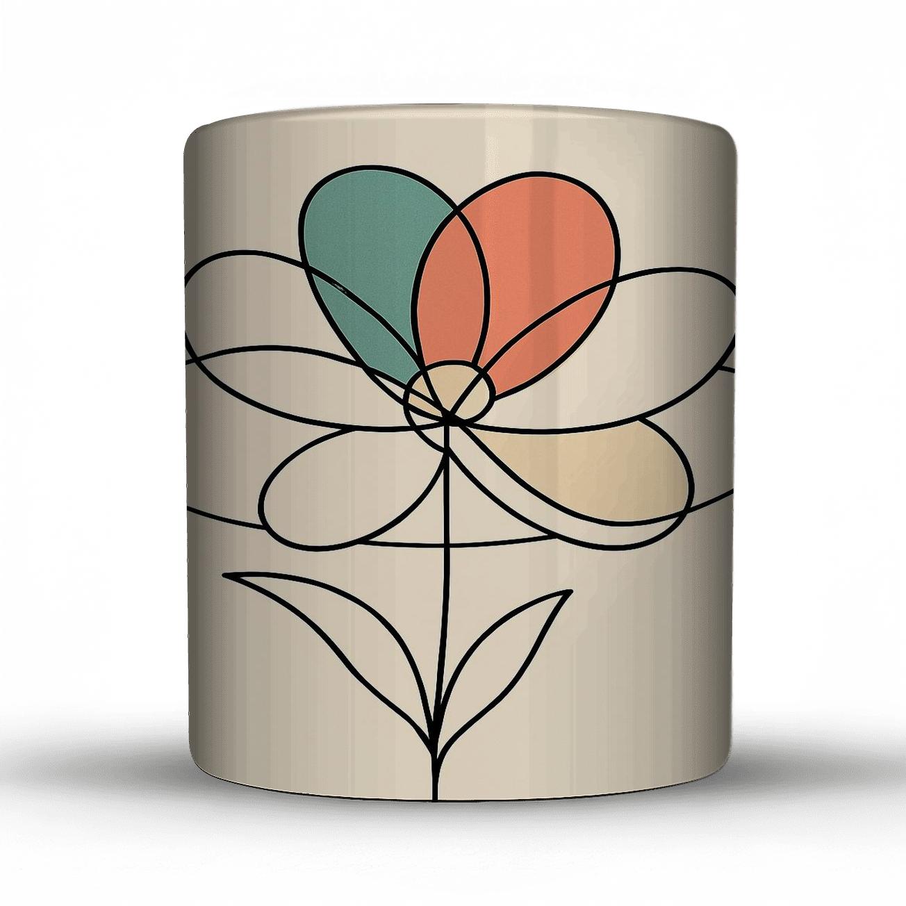 Orbital Bloom Line Art personalized mugs