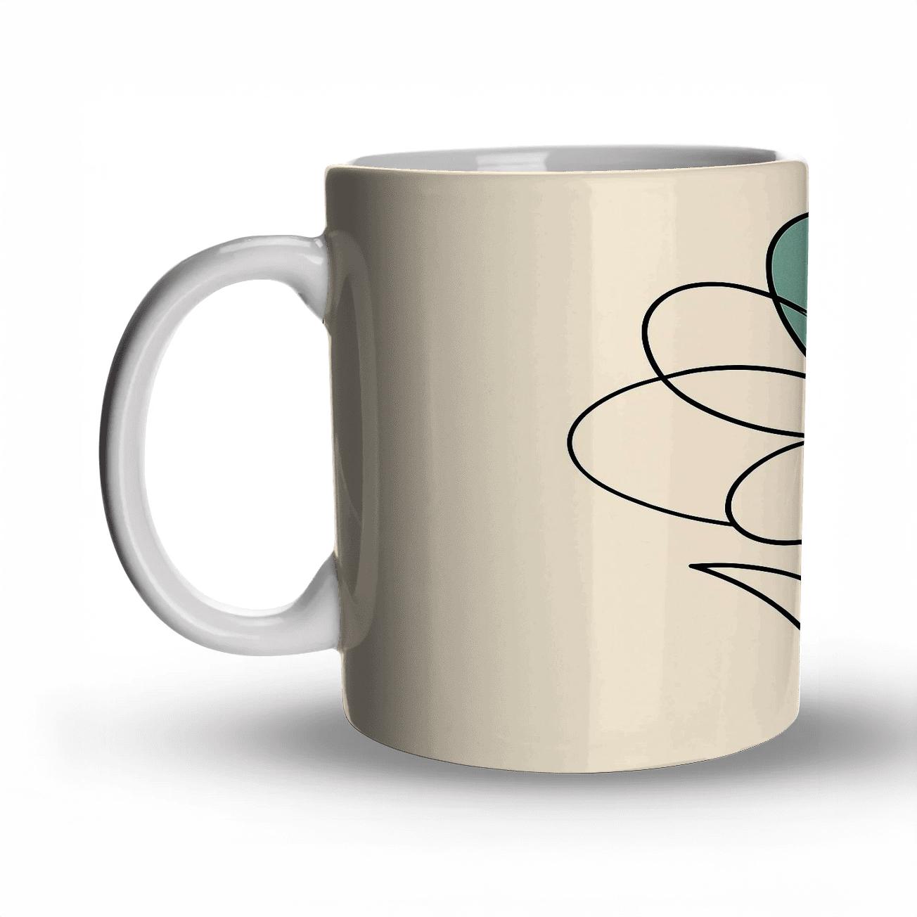 Orbital Bloom Line Art personalized mugs