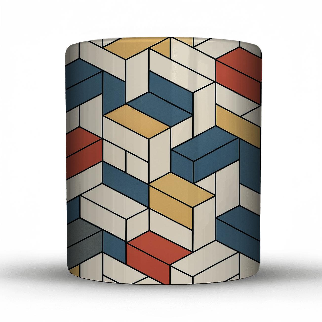 Bauhaus Weaving Grid With Dynamic Isometric Interlocks travel mugs with handles