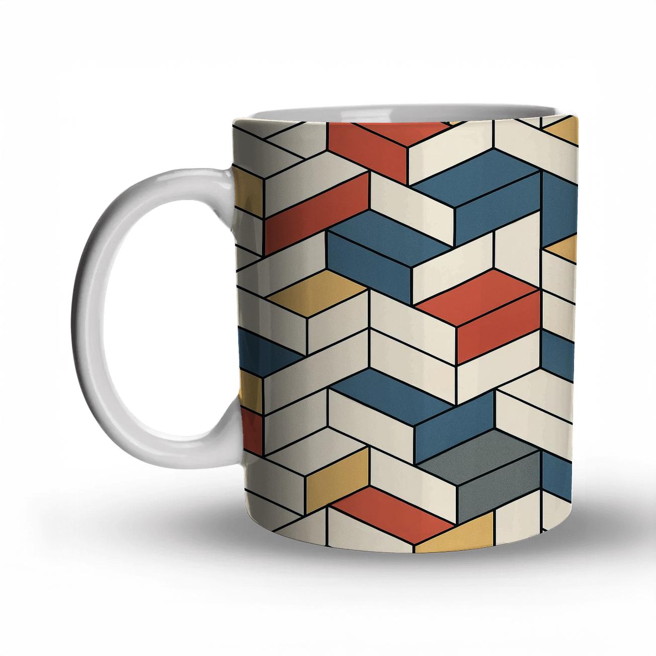 Bauhaus Weaving Grid With Dynamic Isometric Interlocks travel mugs with handles