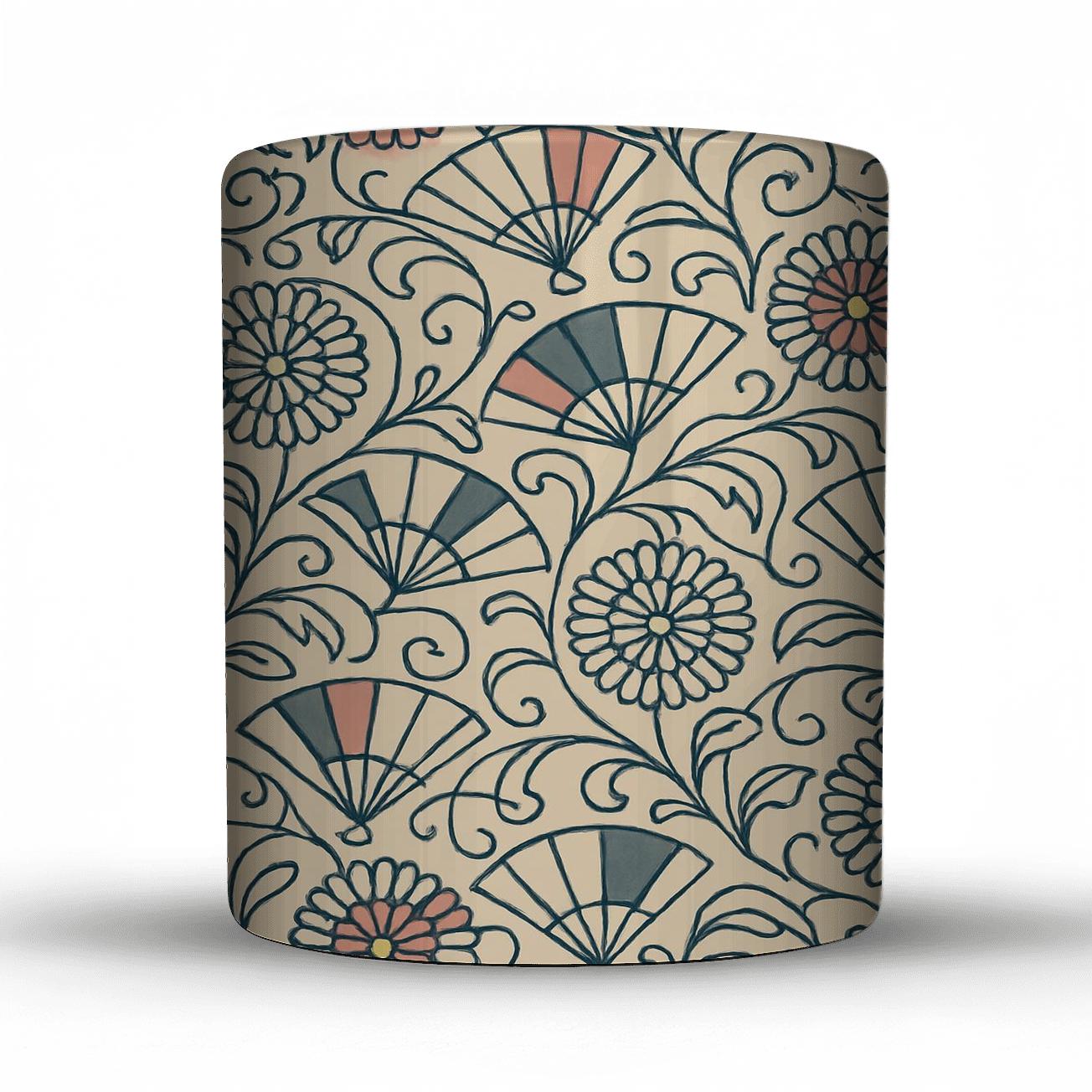 Taisho Katazome Deco Fan Vines decorative mug sets
