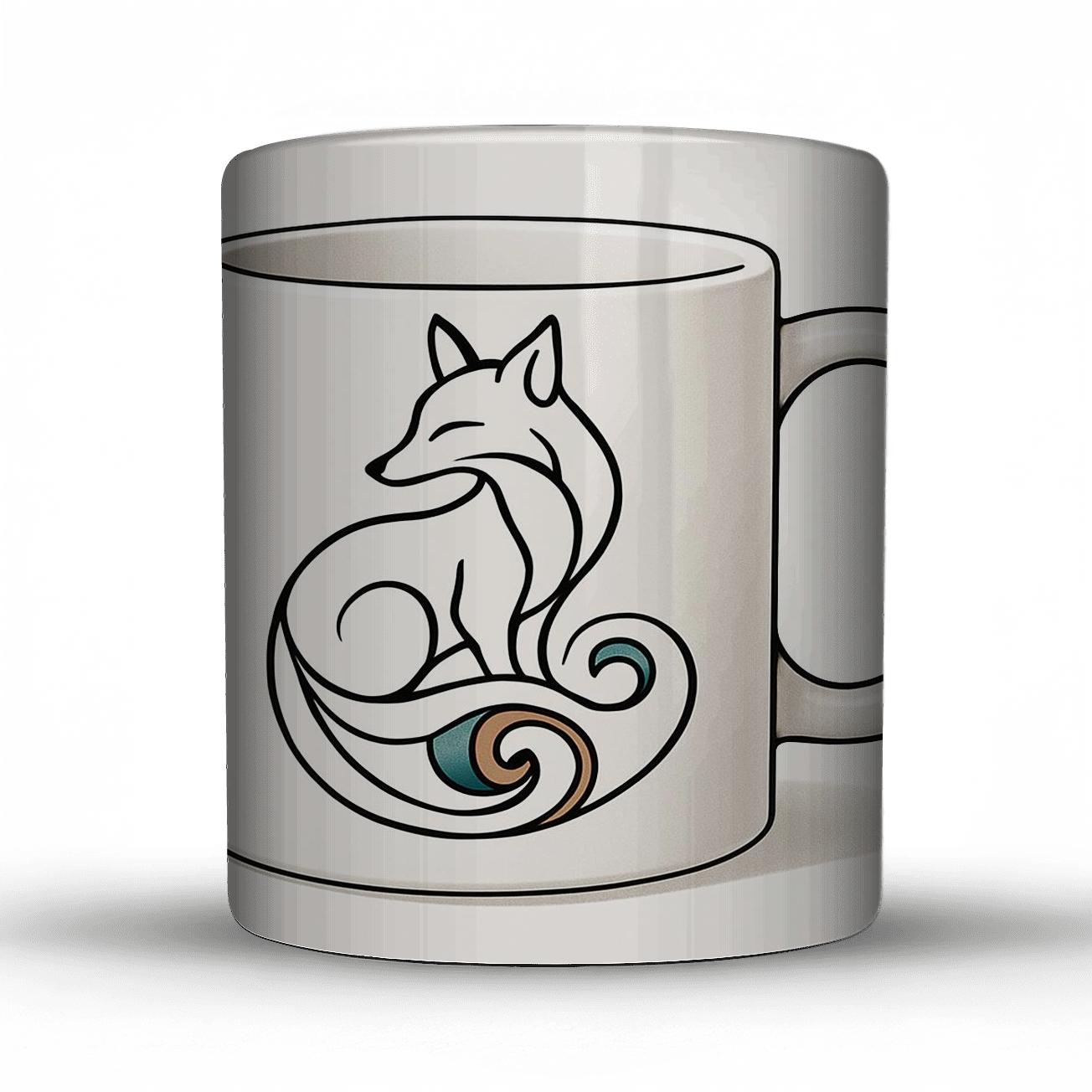 Art Nouveau Fox Scrollwork Mug personalized mugs