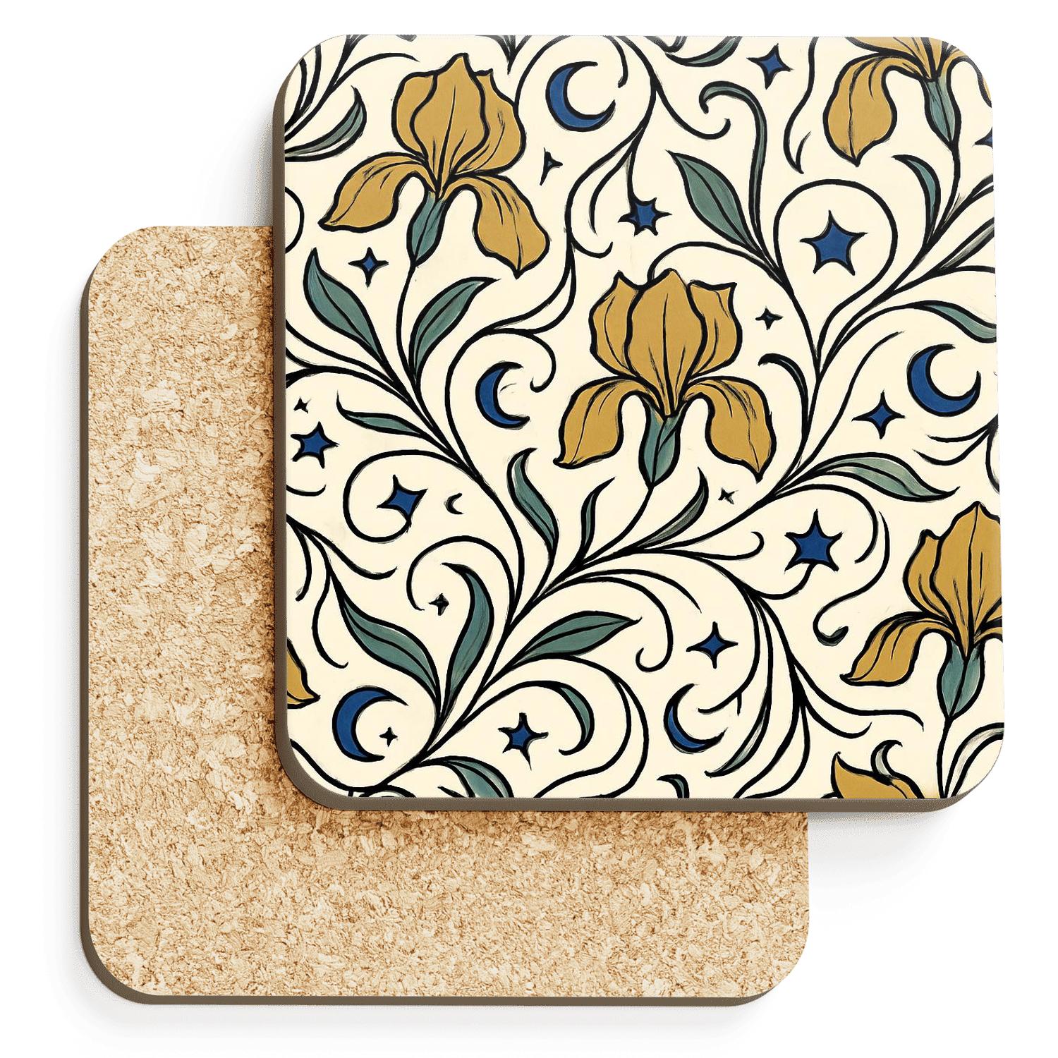 Art Nouveau Astral Vine Filigree wooden table coasters