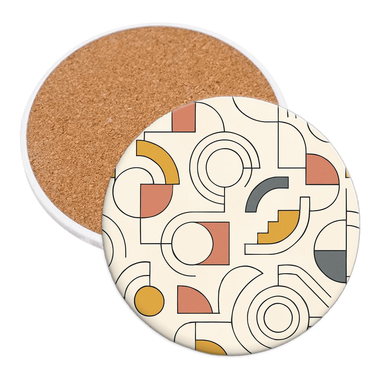 Bauhaus Comet Geometry Quilt decorative beverage coasters