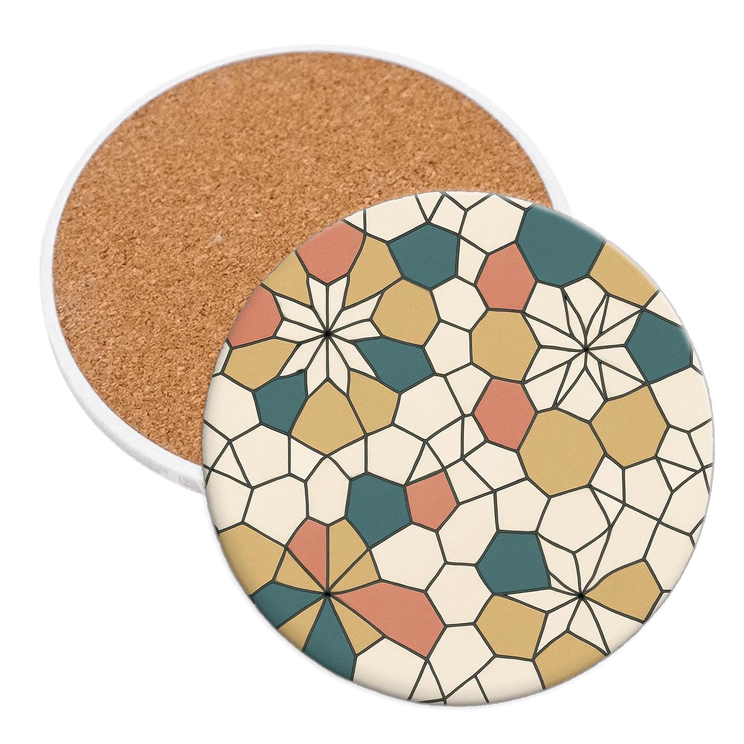 Girih Quasicrystal Rosette Network decorative beverage coasters