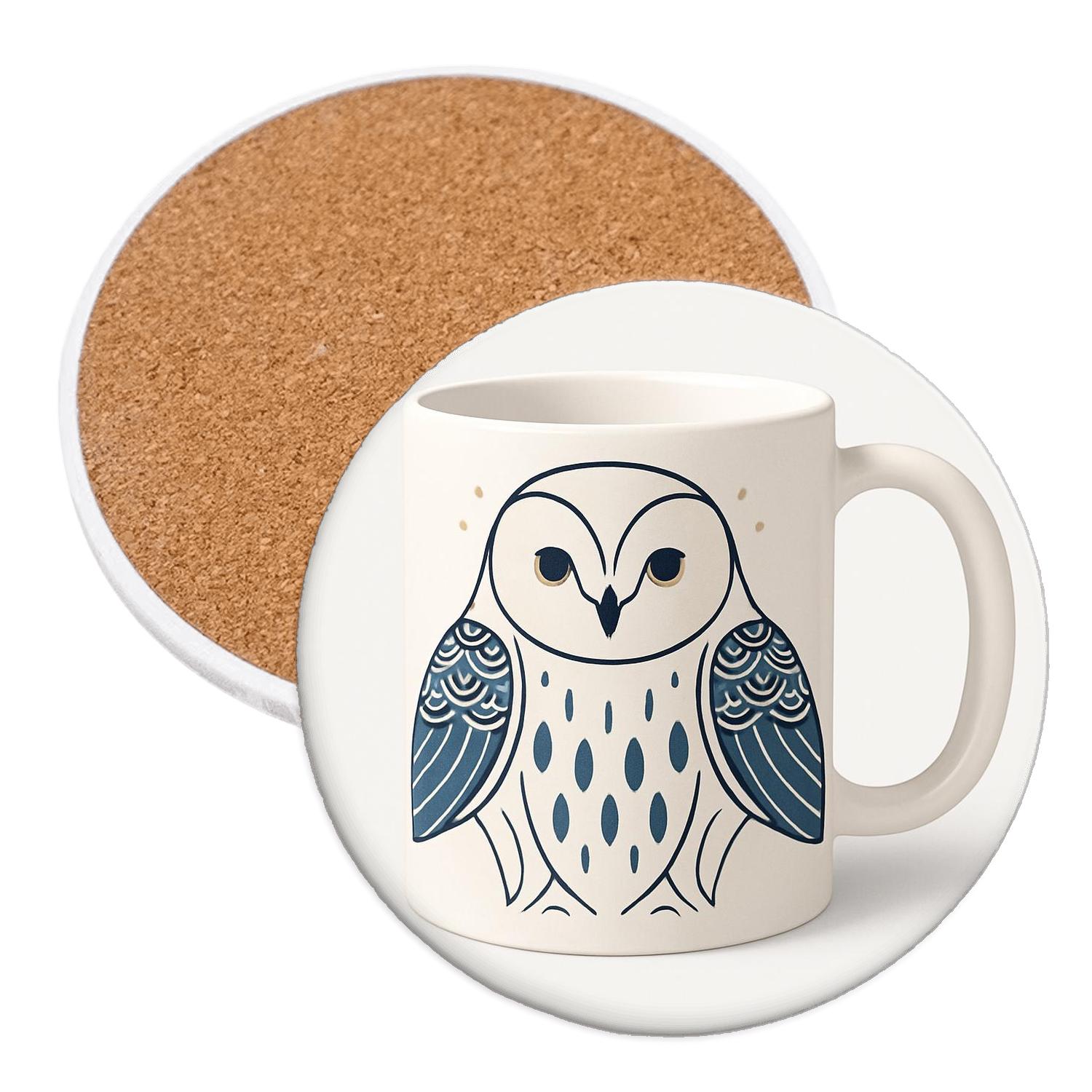 Indigo Owl Japonisme Medallion Mug absorbent drink coasters