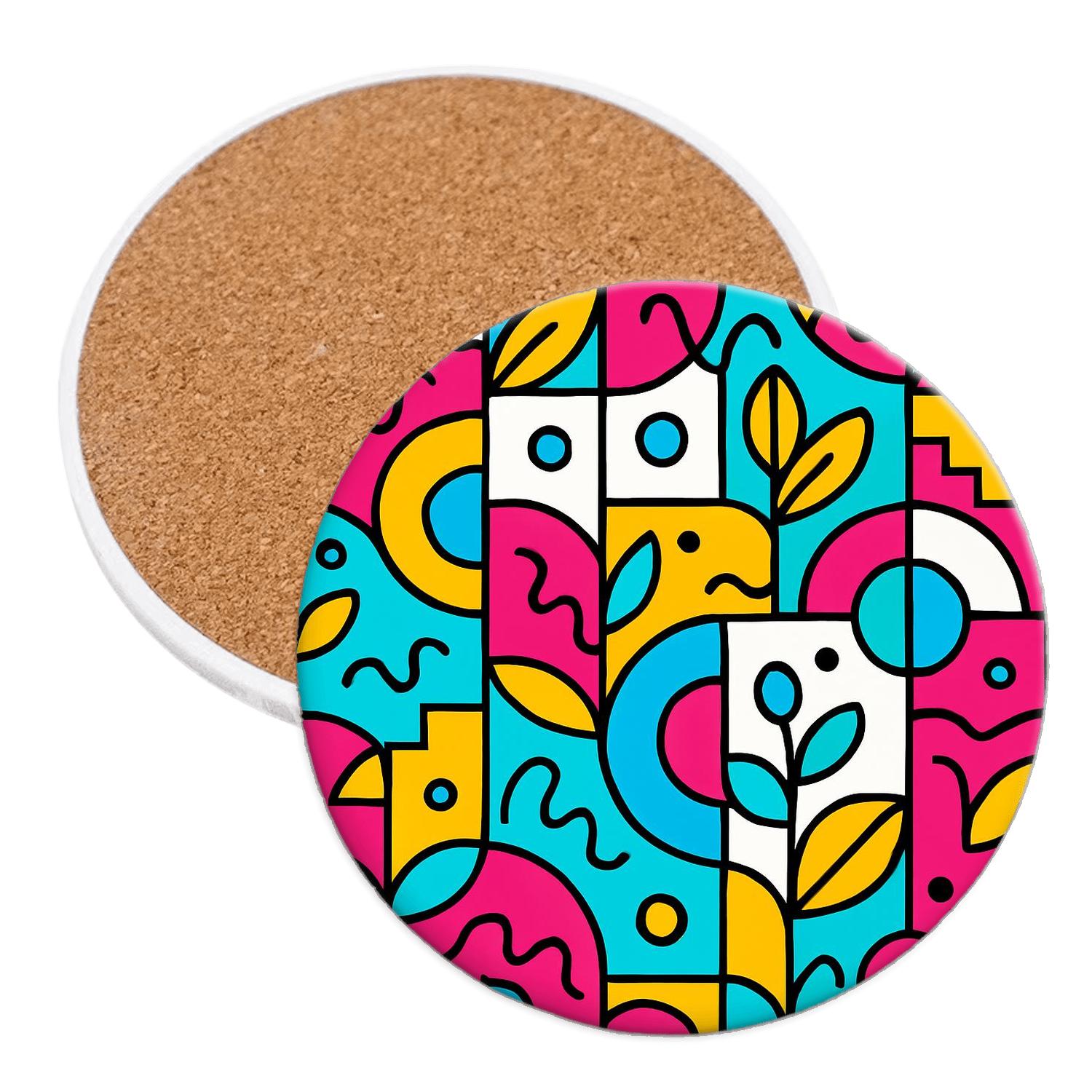Neo Memphis Bauhaus Circuit Garden elegant tabletop coasters