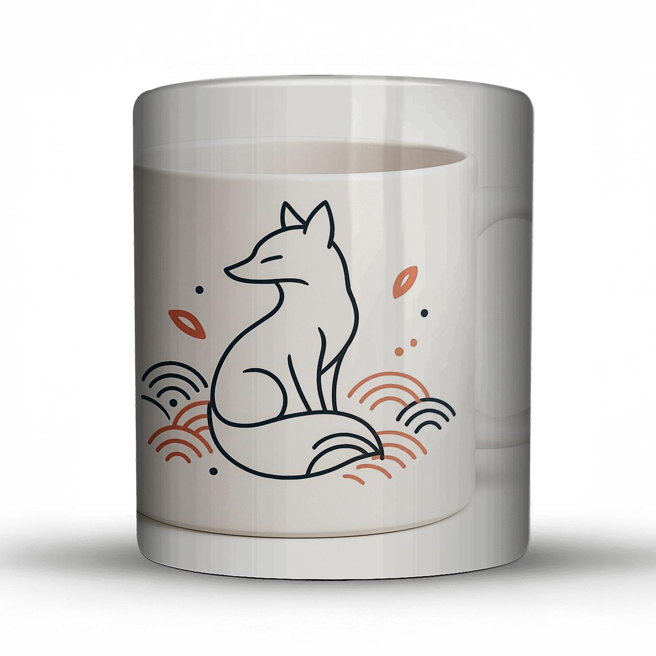 Rinpa Fox Wave Linework insulated thermal mugs