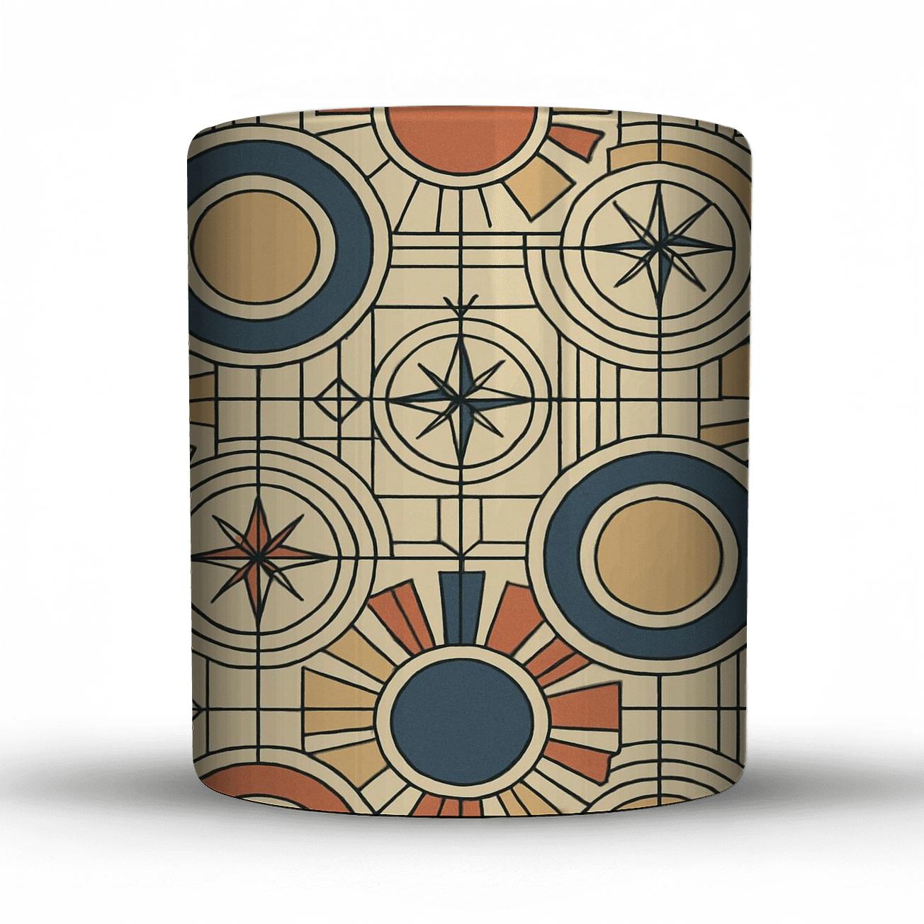 Bauhaus Deco Constellation Medallions travel mugs with handles