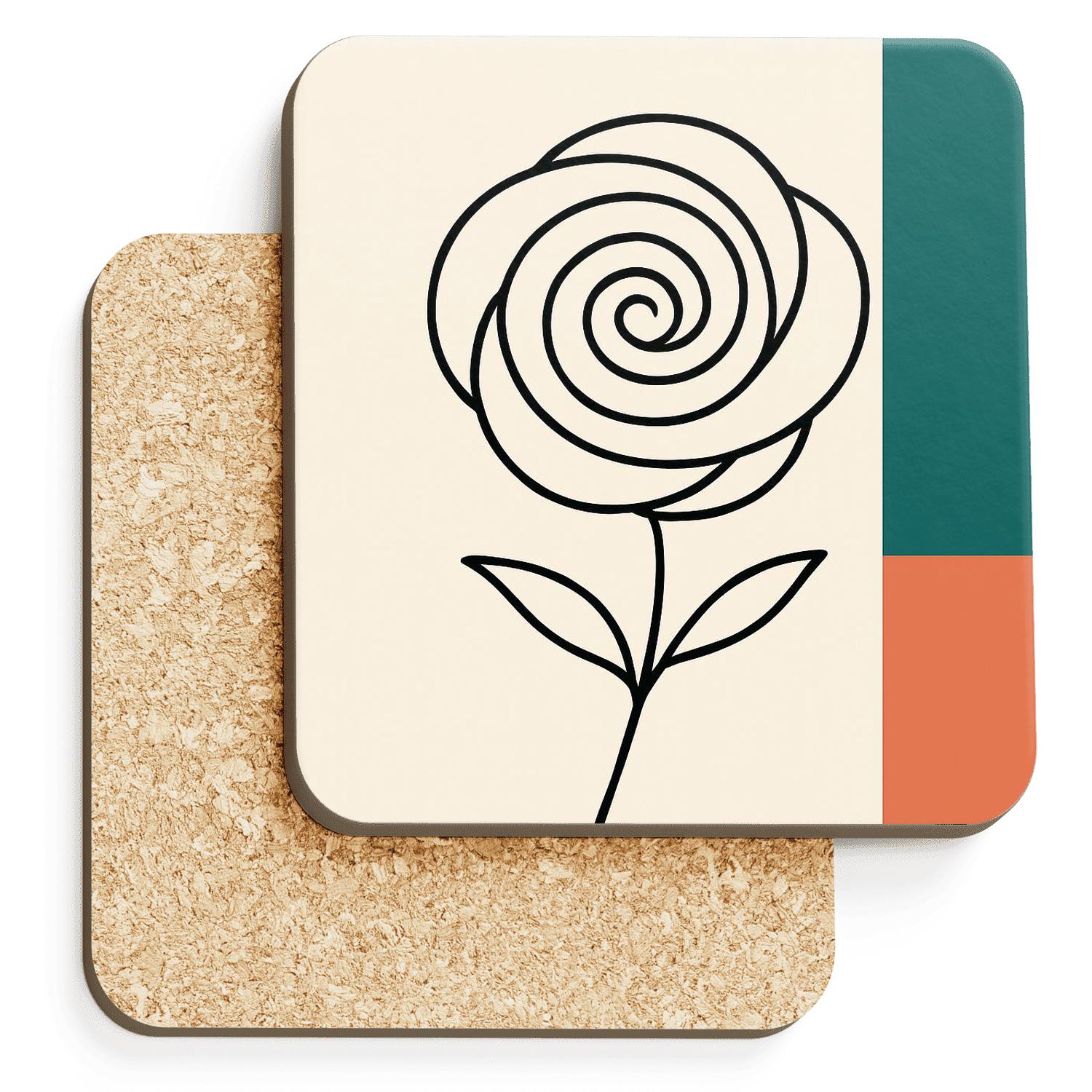 Orbit Bloom Spiral wooden table coasters
