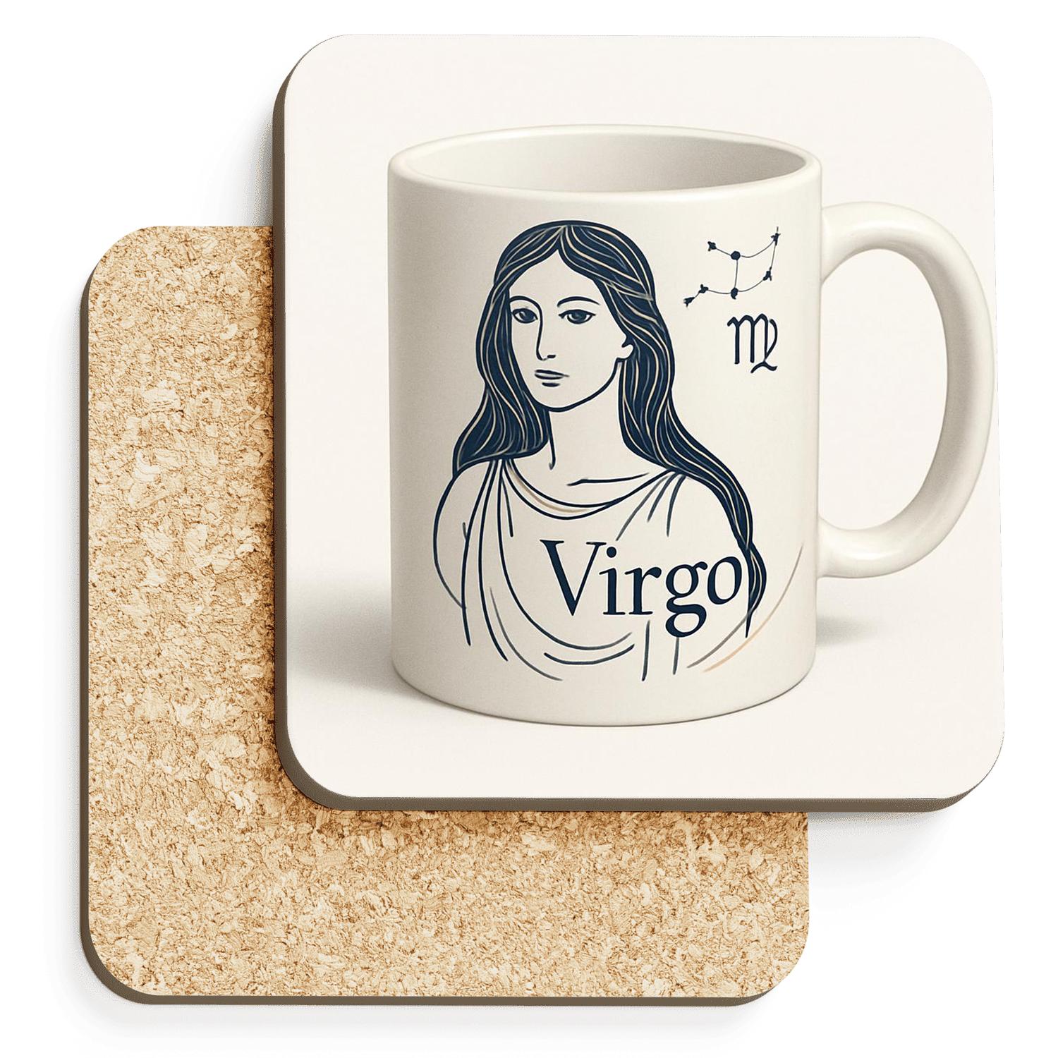 Virgo Astral Manuscript Minimalist Zodiac Line Art Mug custom engraved coasters