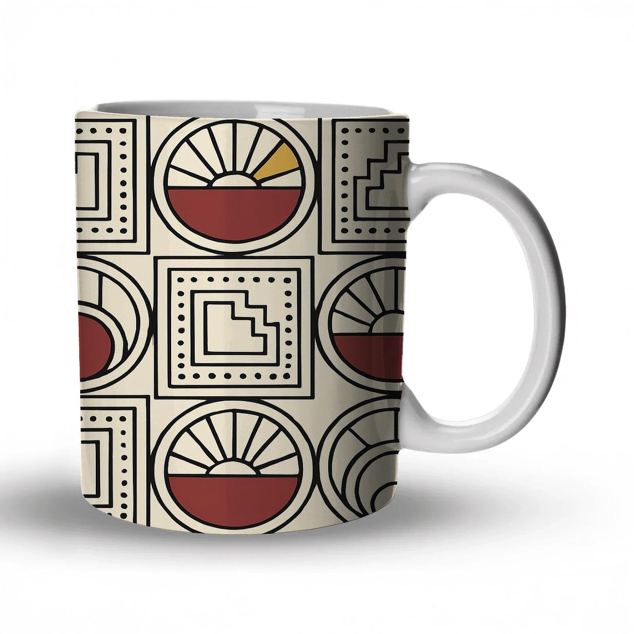 Vienna Secession Sunburst Medallion Repeat decorative mug sets