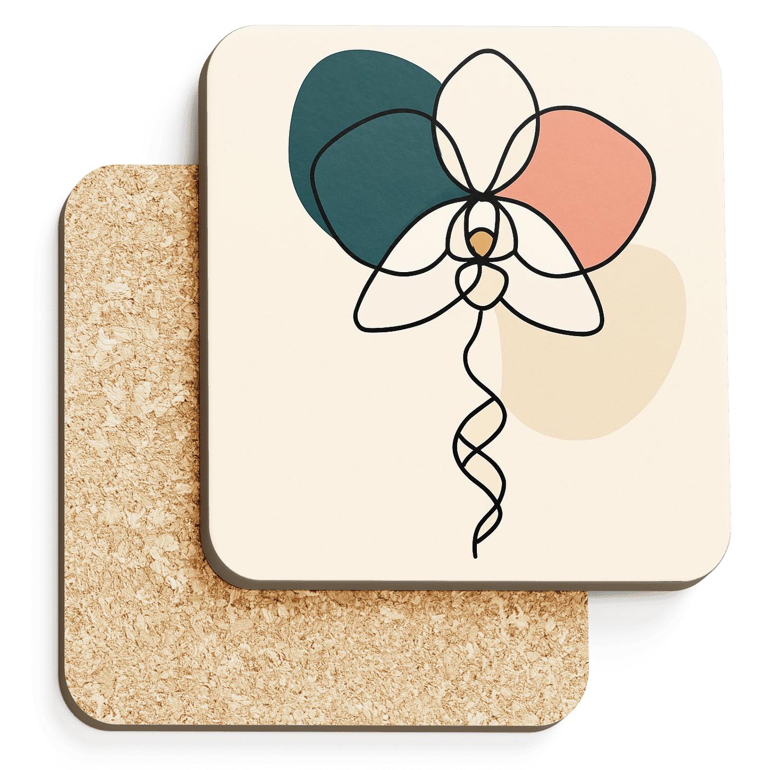 Orchid Helix Line Bloom absorbent drink coasters