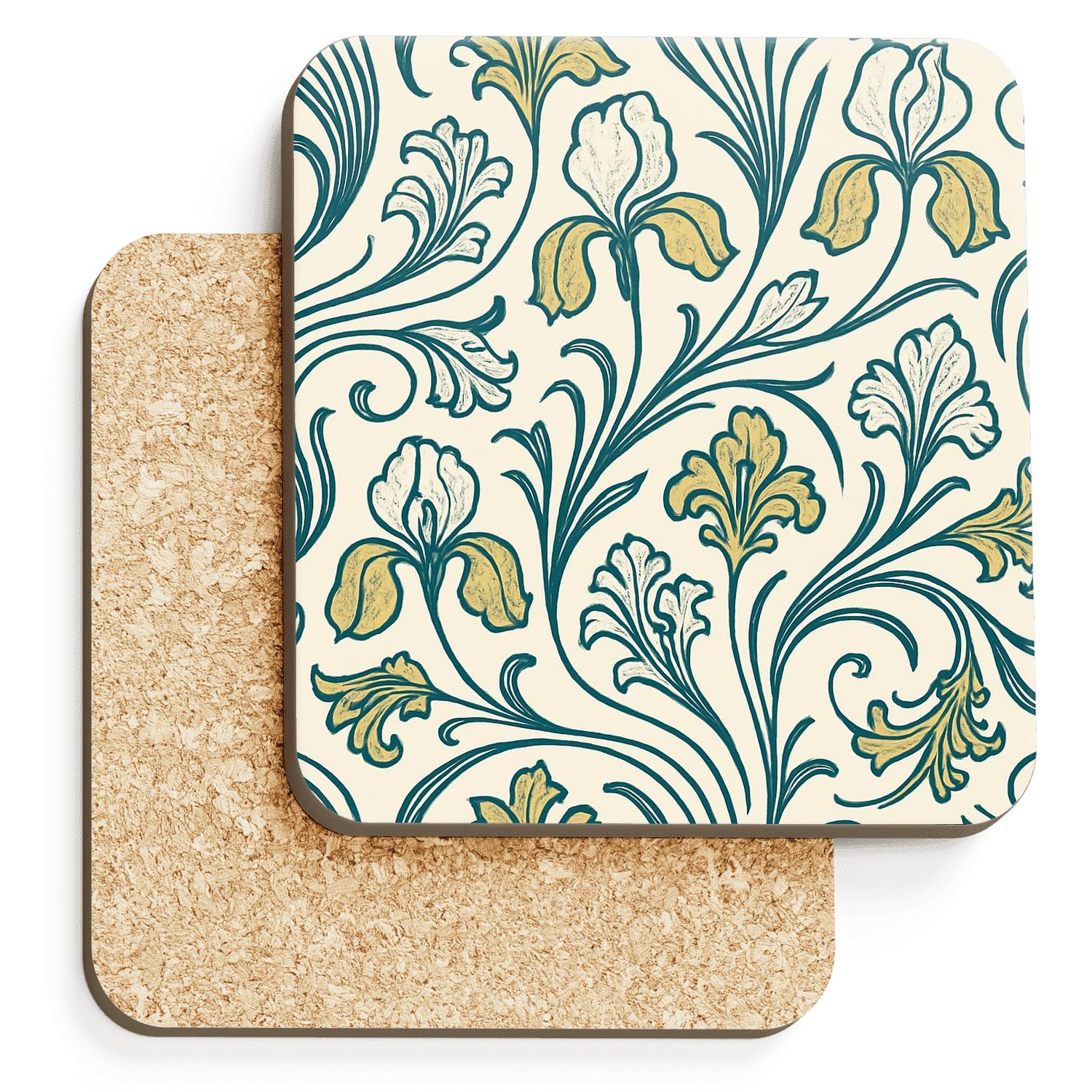 Art Nouveau Comet Garden Filigree wooden table coasters